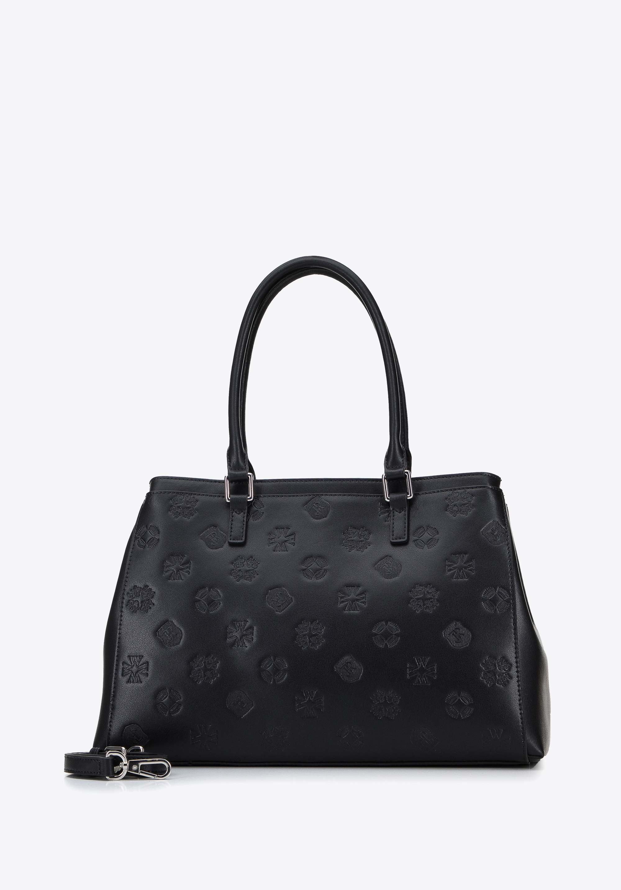 Torebka kuferek ze skóry tłoczonej w monogram