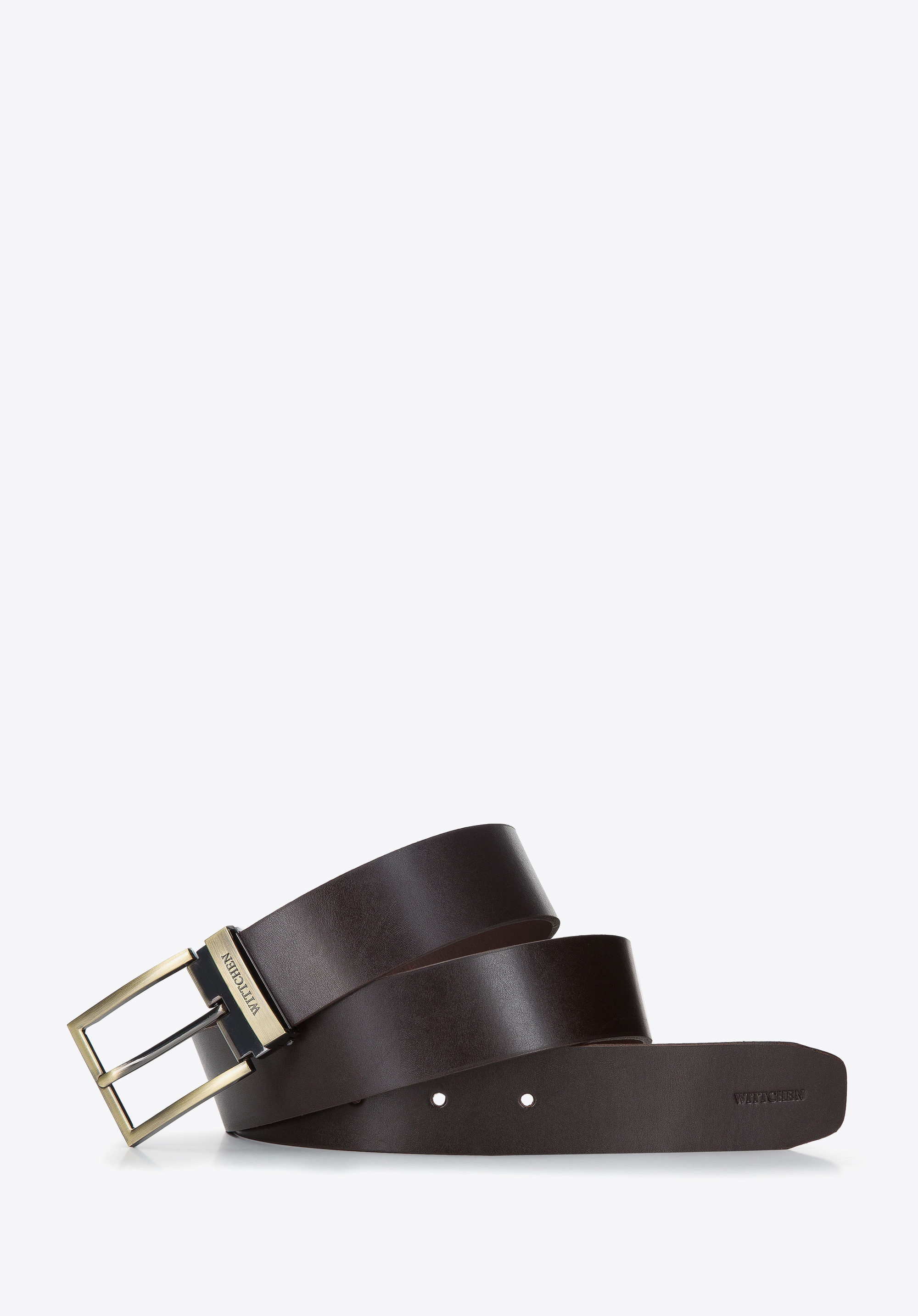 Męski pasek skórzany z metalową szlufką prosty