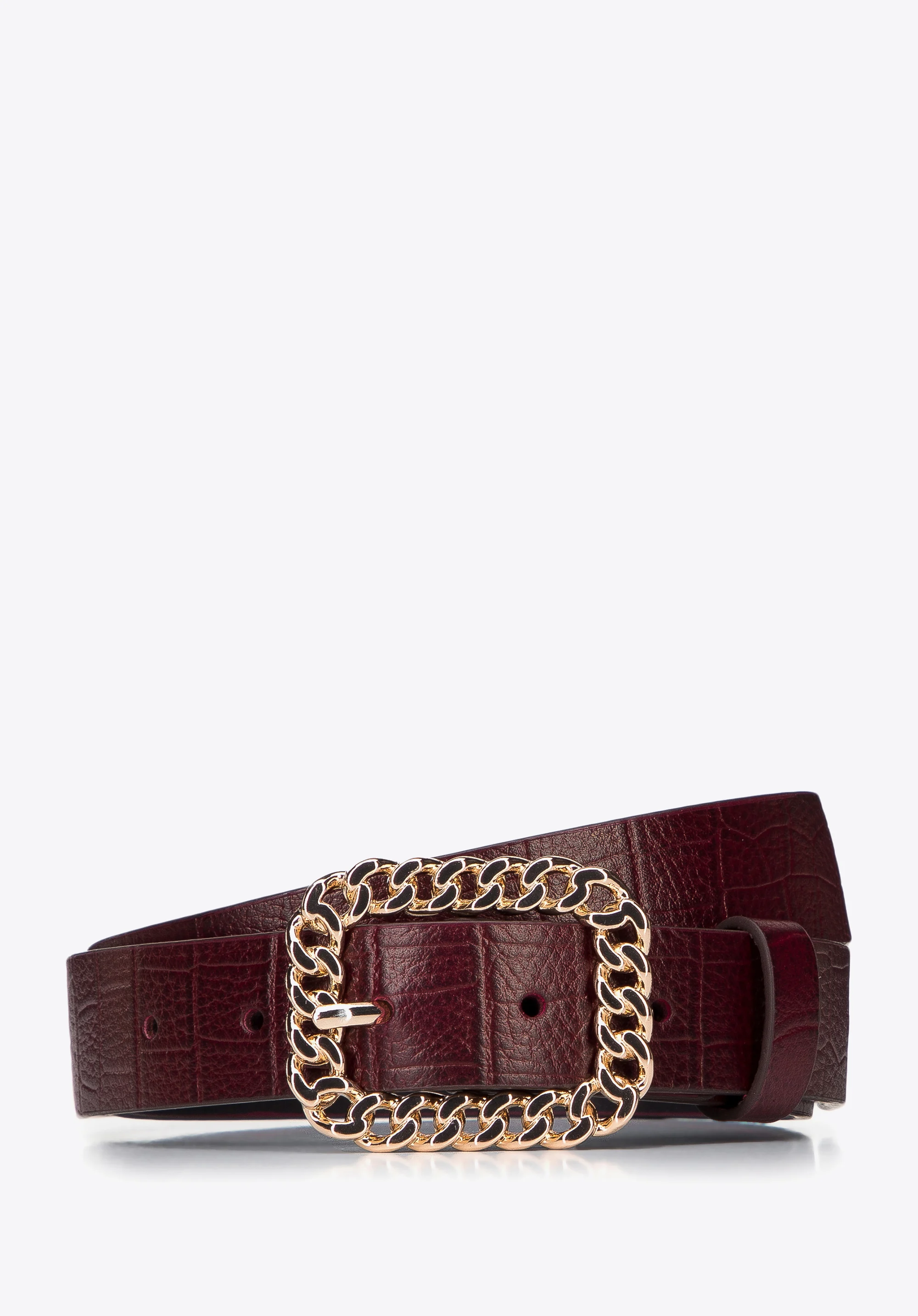 Damski pasek ze skóry croco z ozdobną klamrą