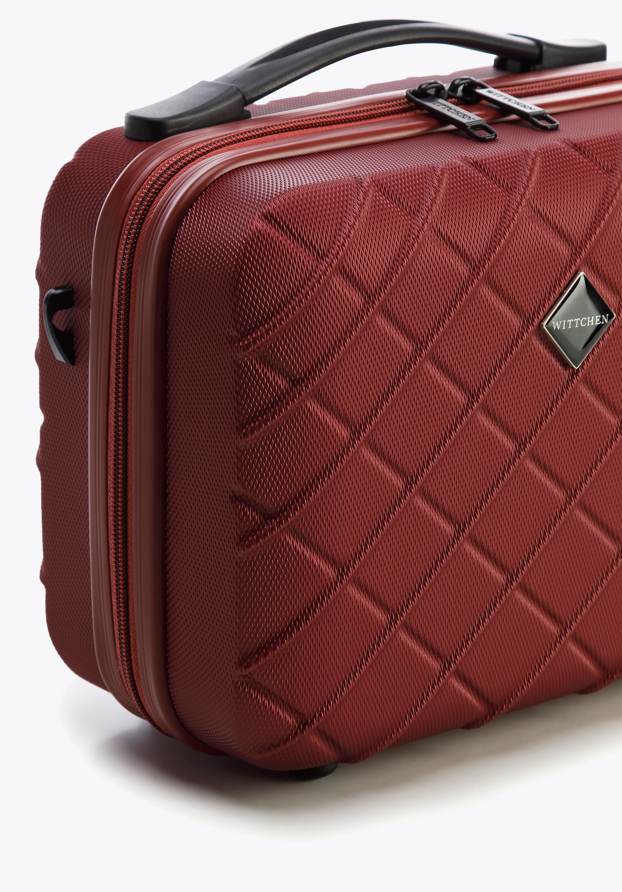 Średnia walizka z ABS-u w ukośną kratkę