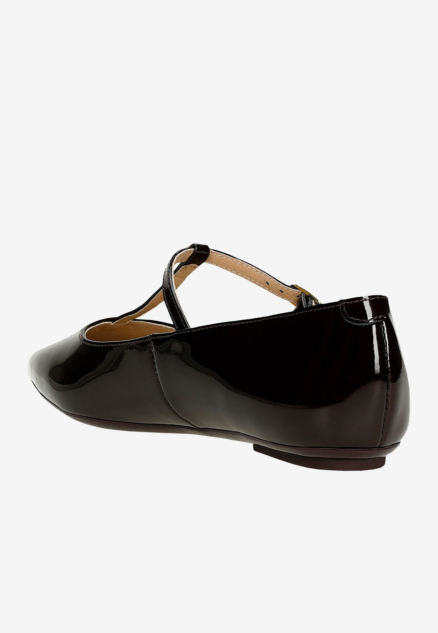 Czarne lakierowane baleriny z ozdobnym paskiem
