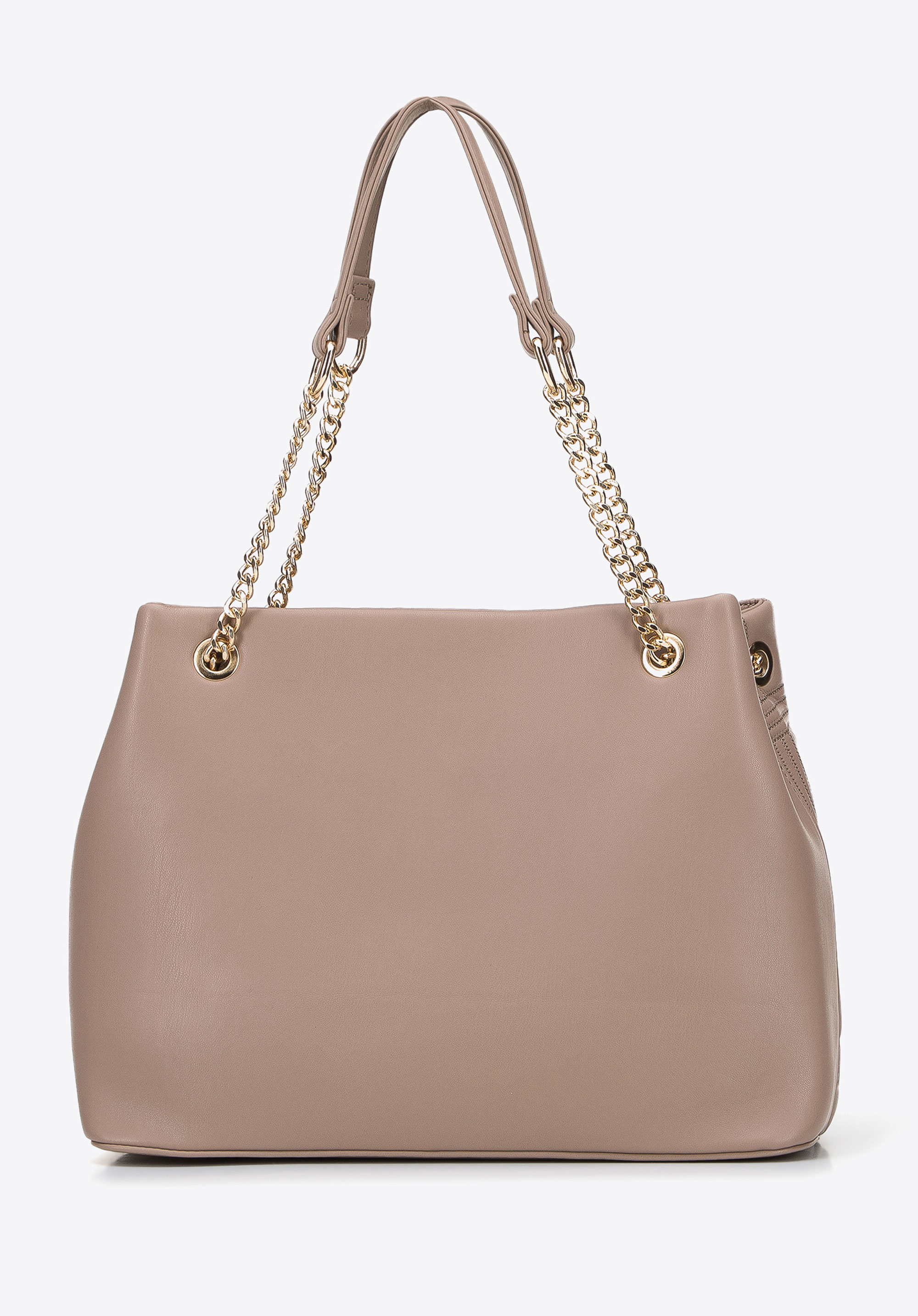 Torebka shopperka z pikowanej ekoskóry z łańcuszkiem średnia