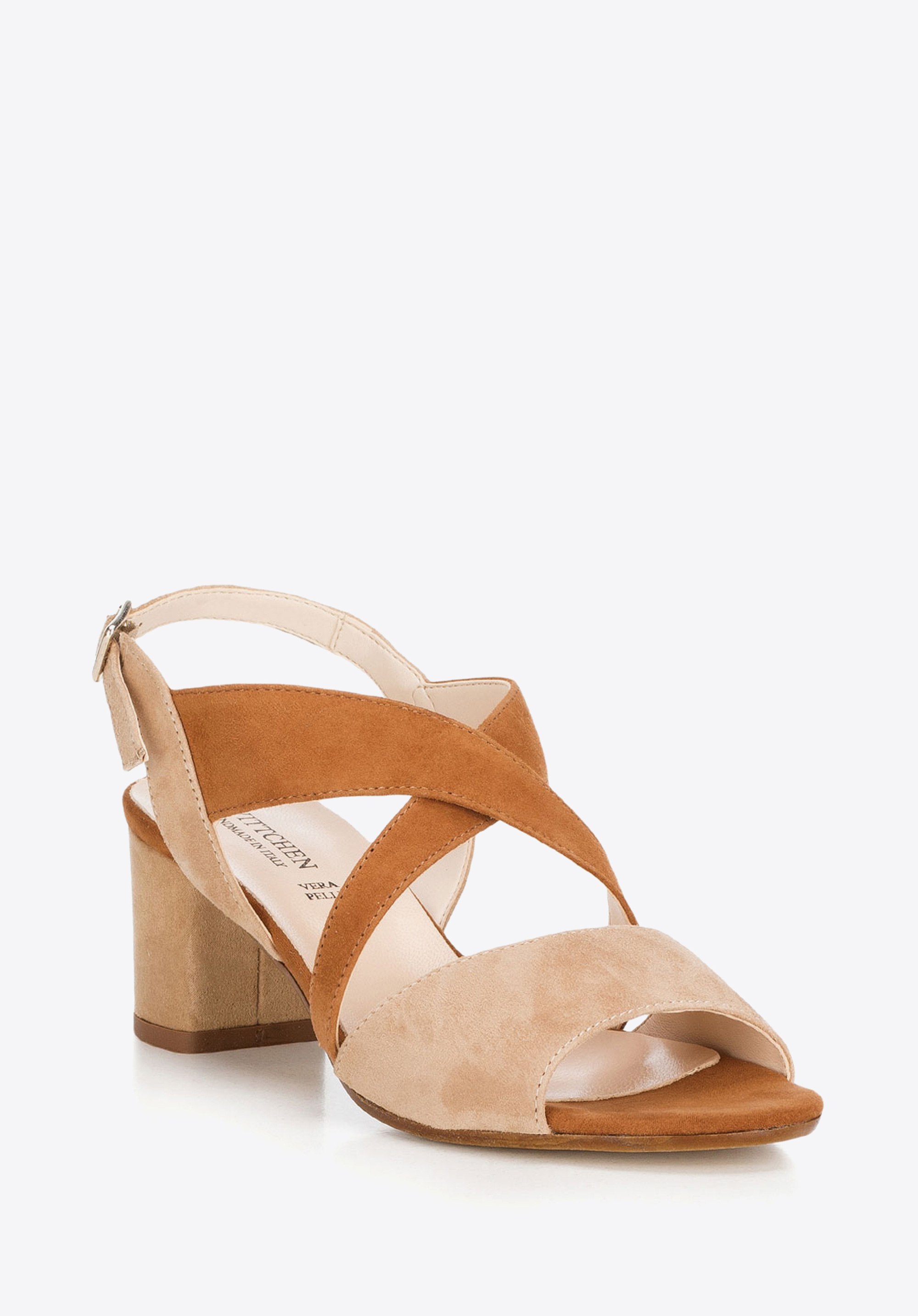 Damskie sandały zamszowe z szerokimi paskami