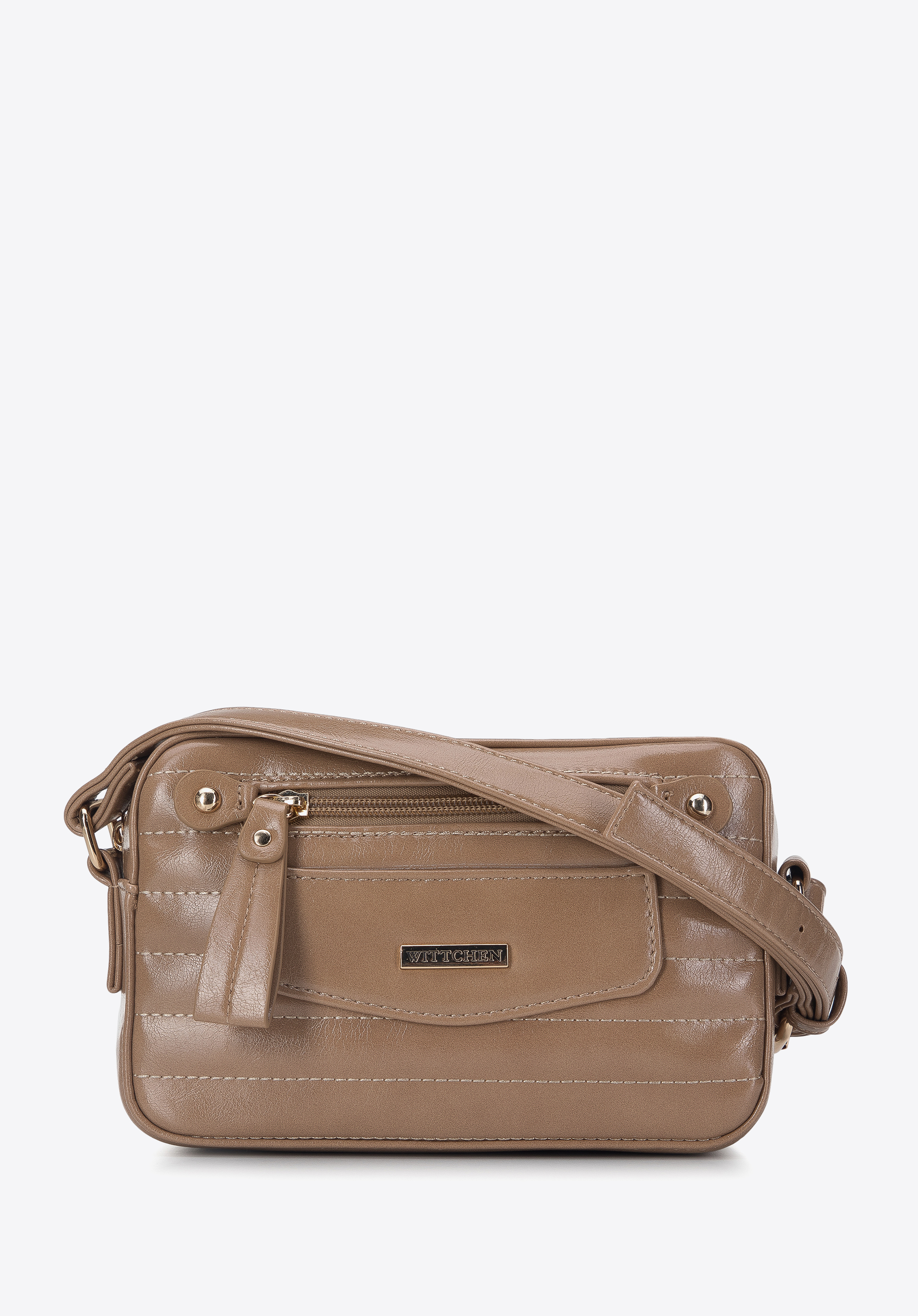 Damska listonoszka z błyszczącej ekoskóry pikowana