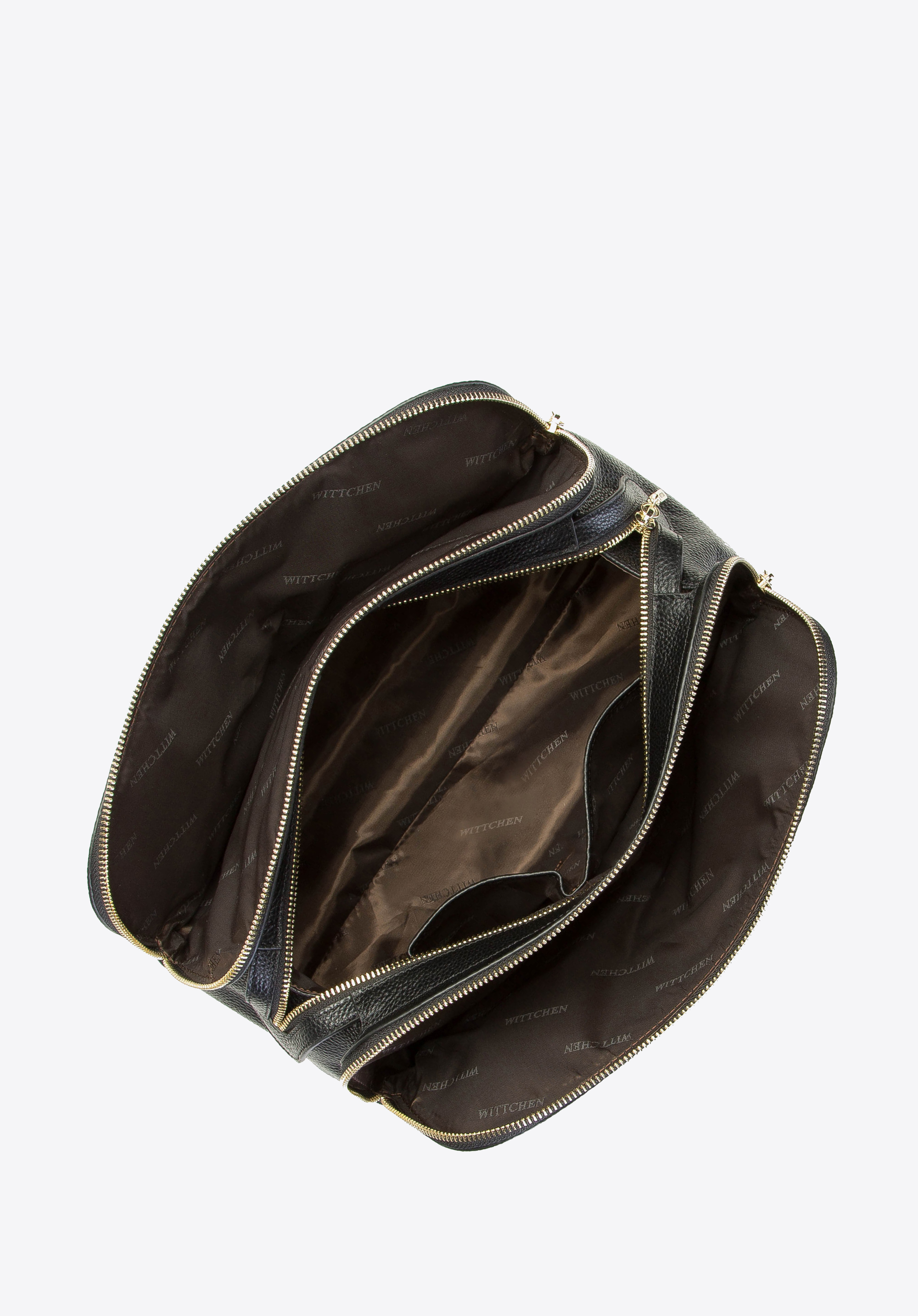 Torebka kuferek skórzana trzykomorowa z zestawem etui