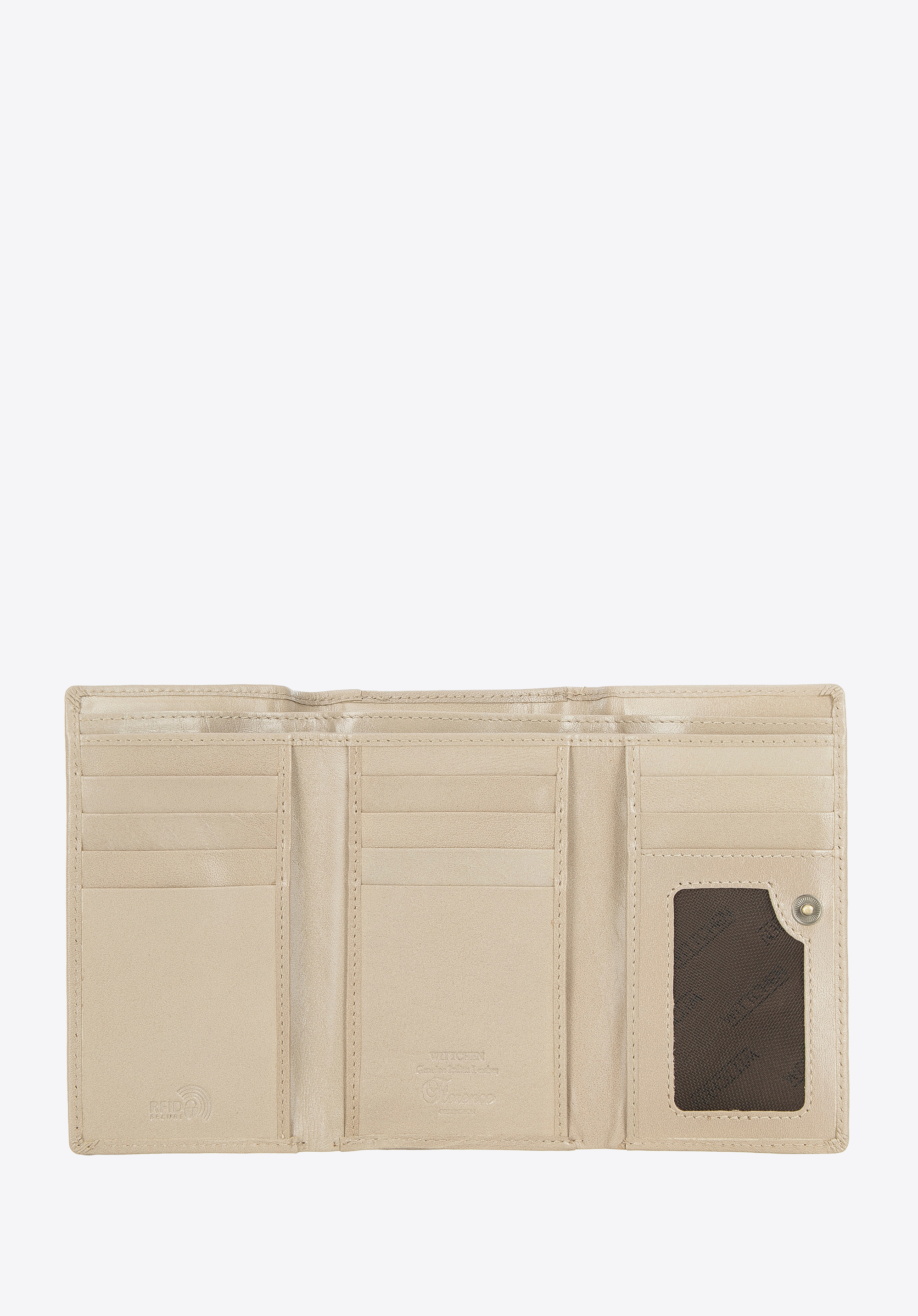 Damski portfel z gładkiej skóry średni