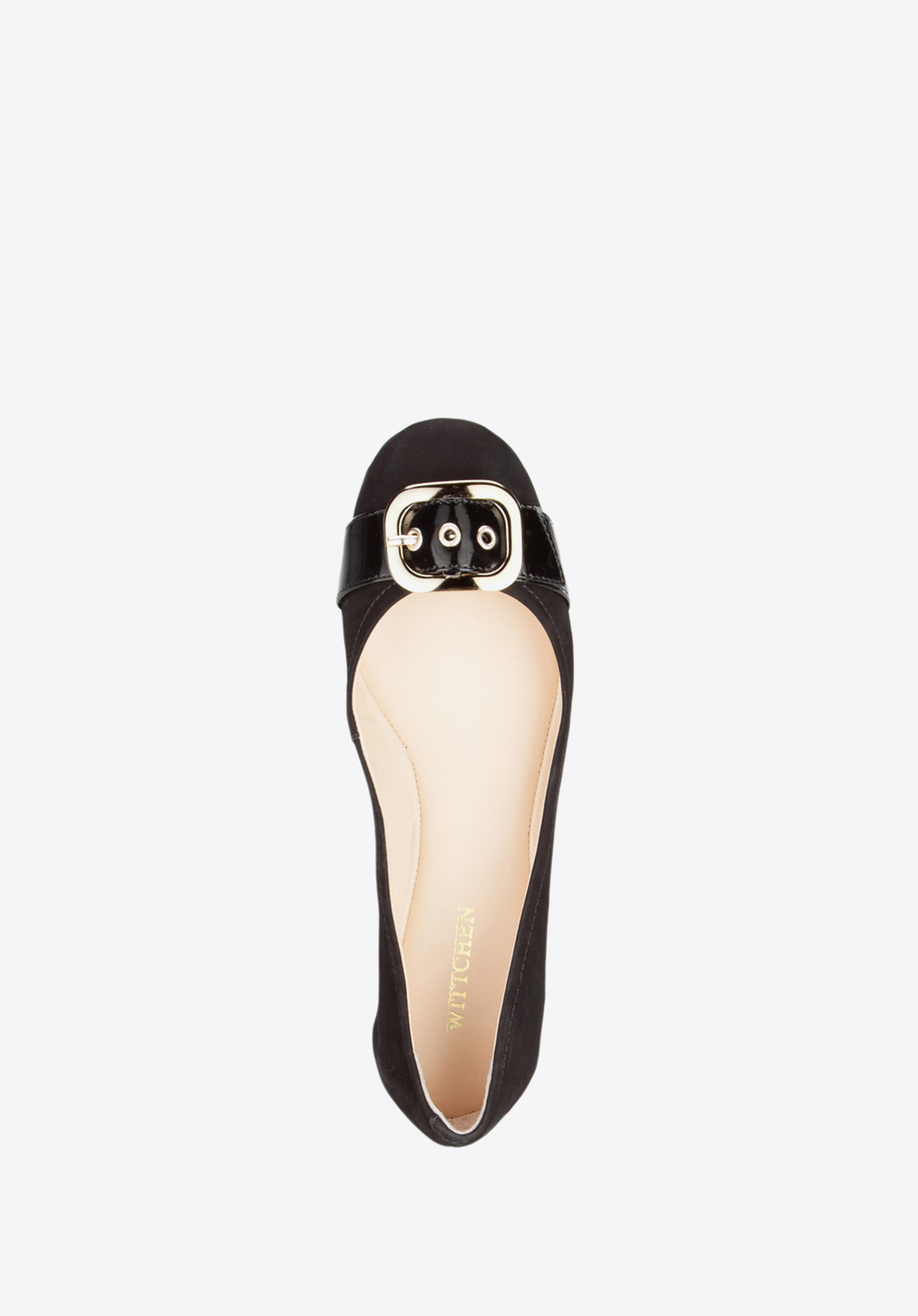 Baleriny z nubuku z klamrą