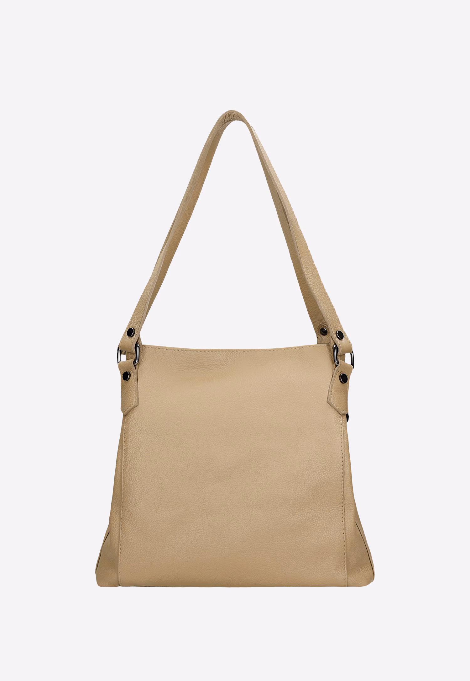 Duża beżowa torebka damska ze skóry naturalnej