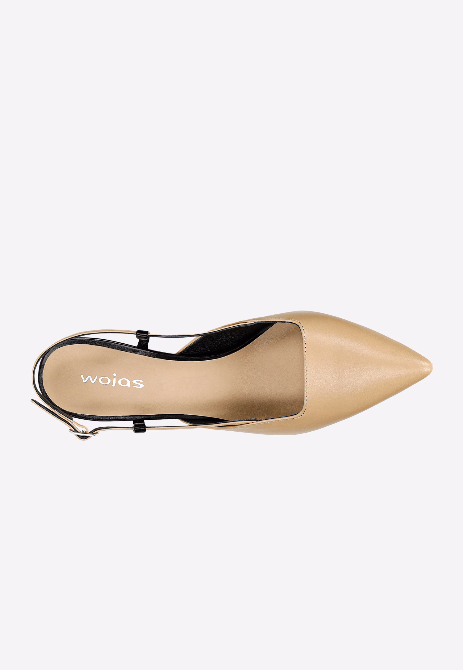 Beżowo-czarne czółenka z odkrytą piętą