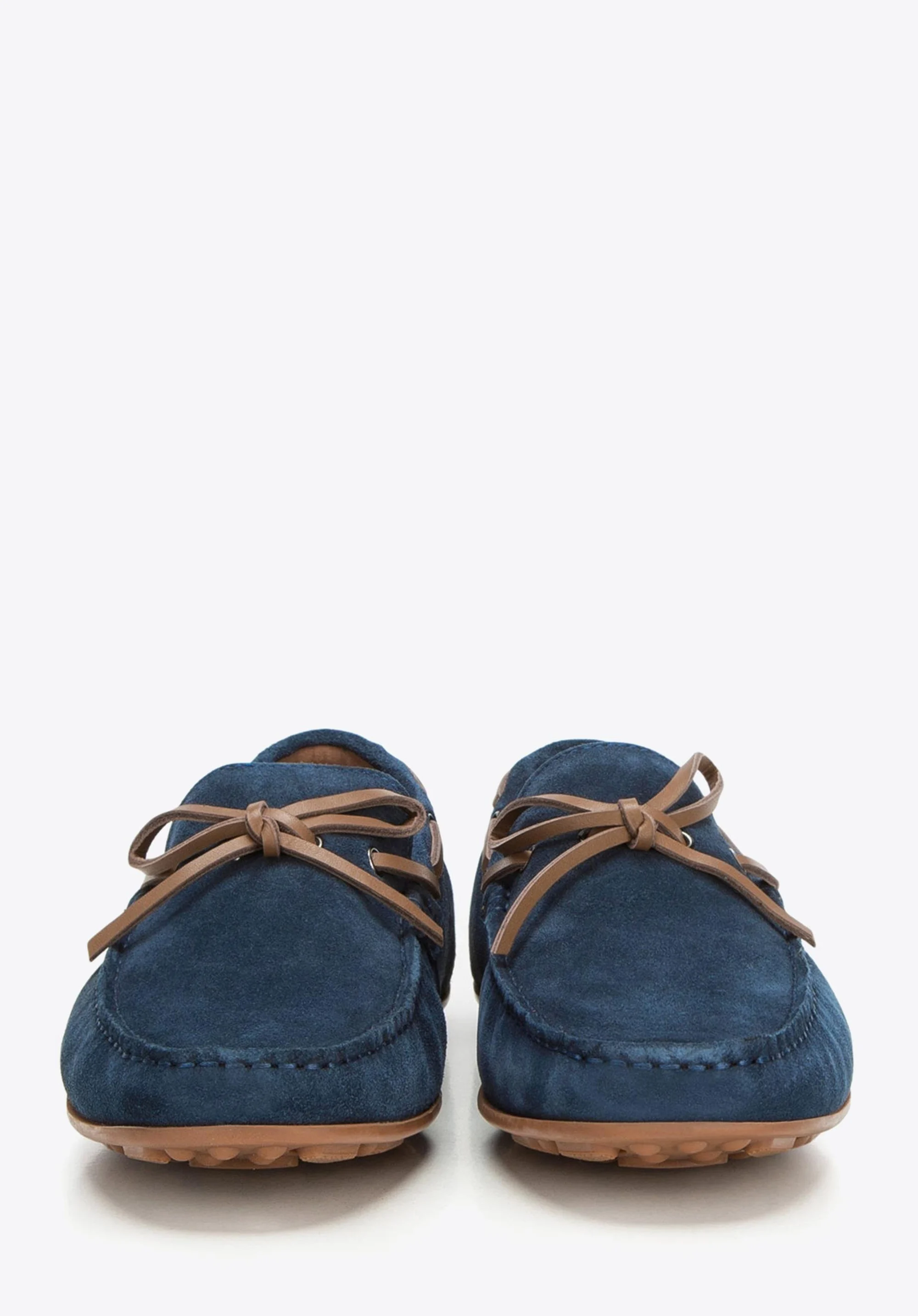 Męskie mokasyny z nubukowe ze sznurowaniem