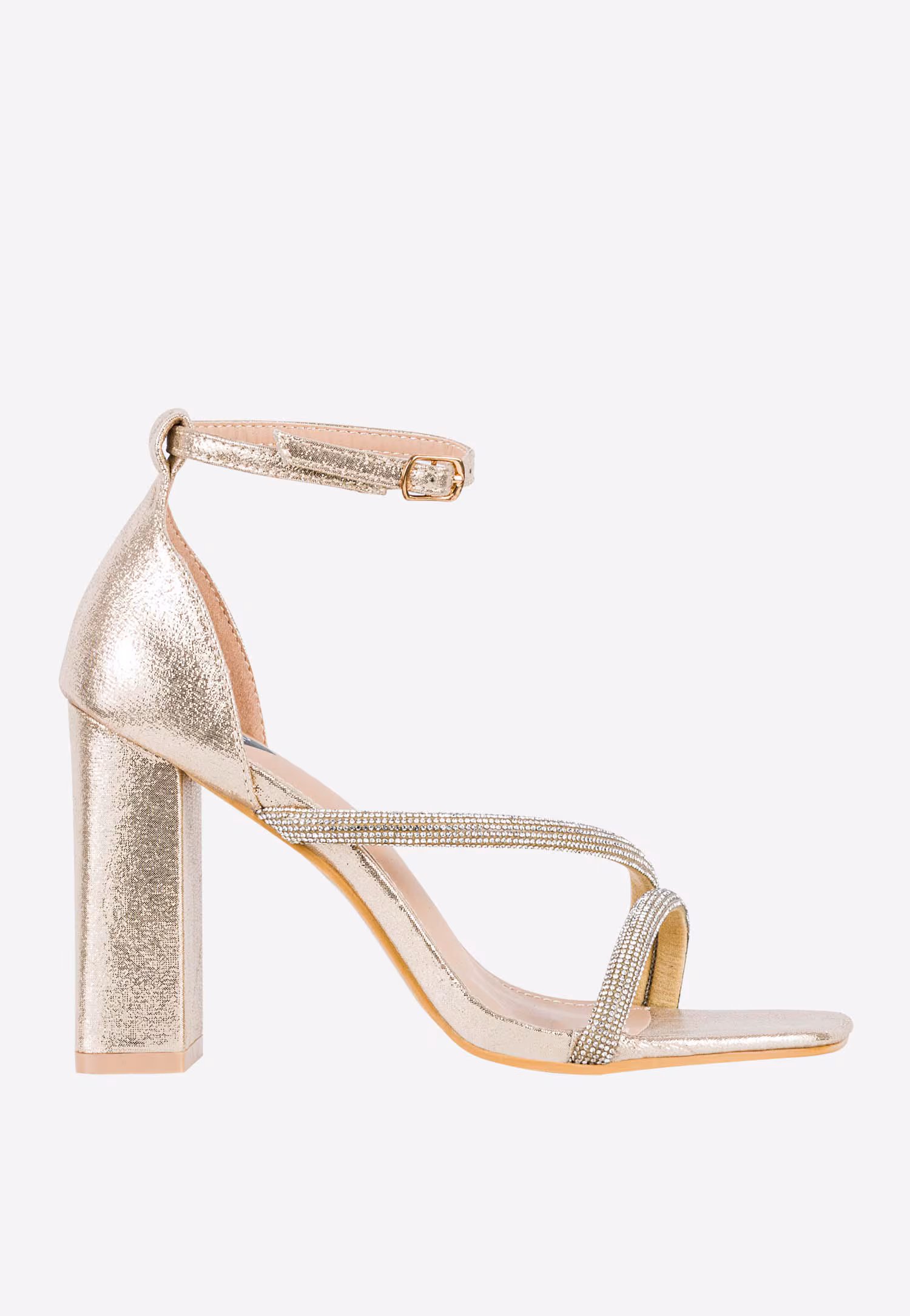 WJS beżowe sandały damskie z kryształkami