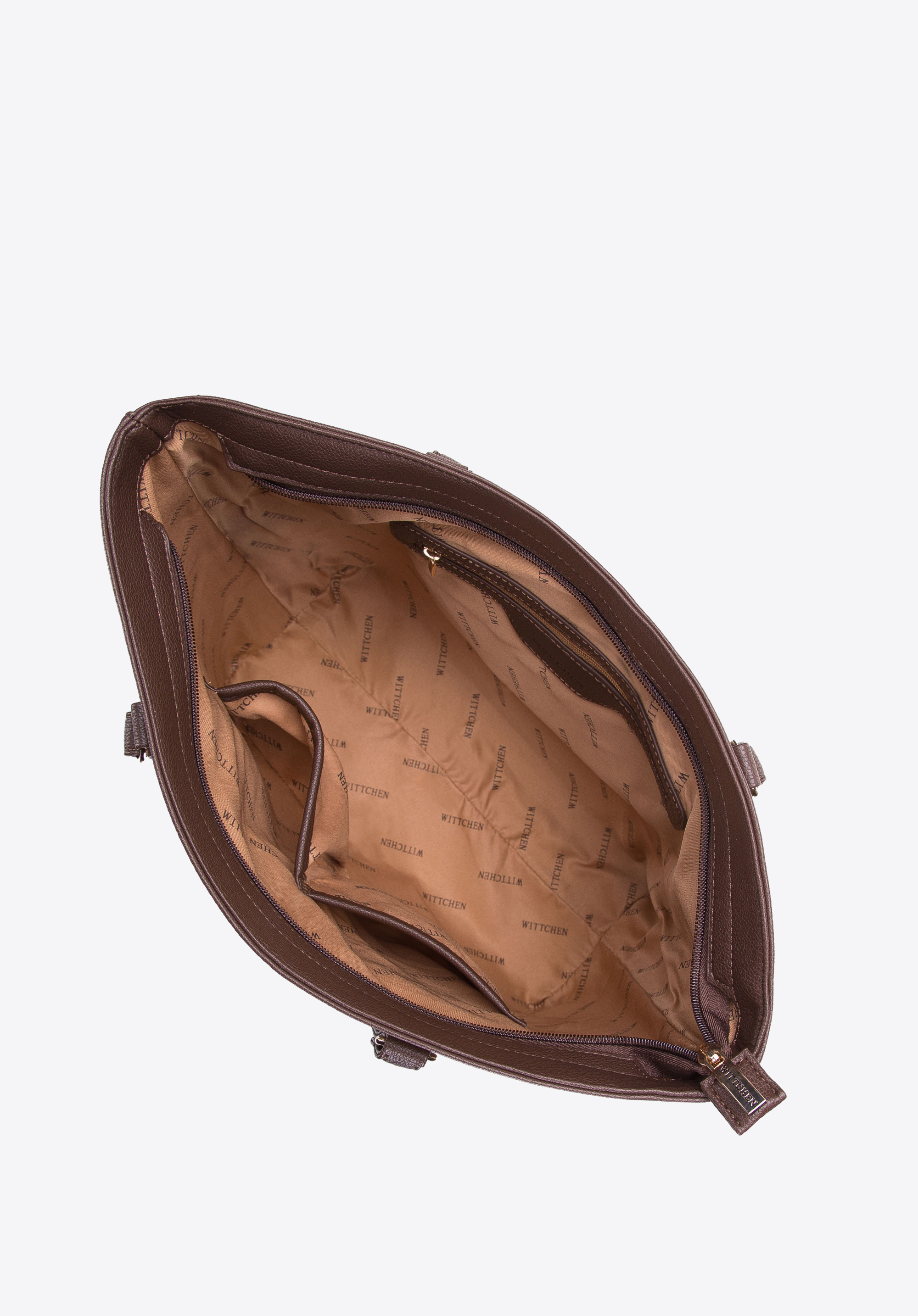 Torebka shopperka z ekoskóry z otwartą kieszenią z przodu