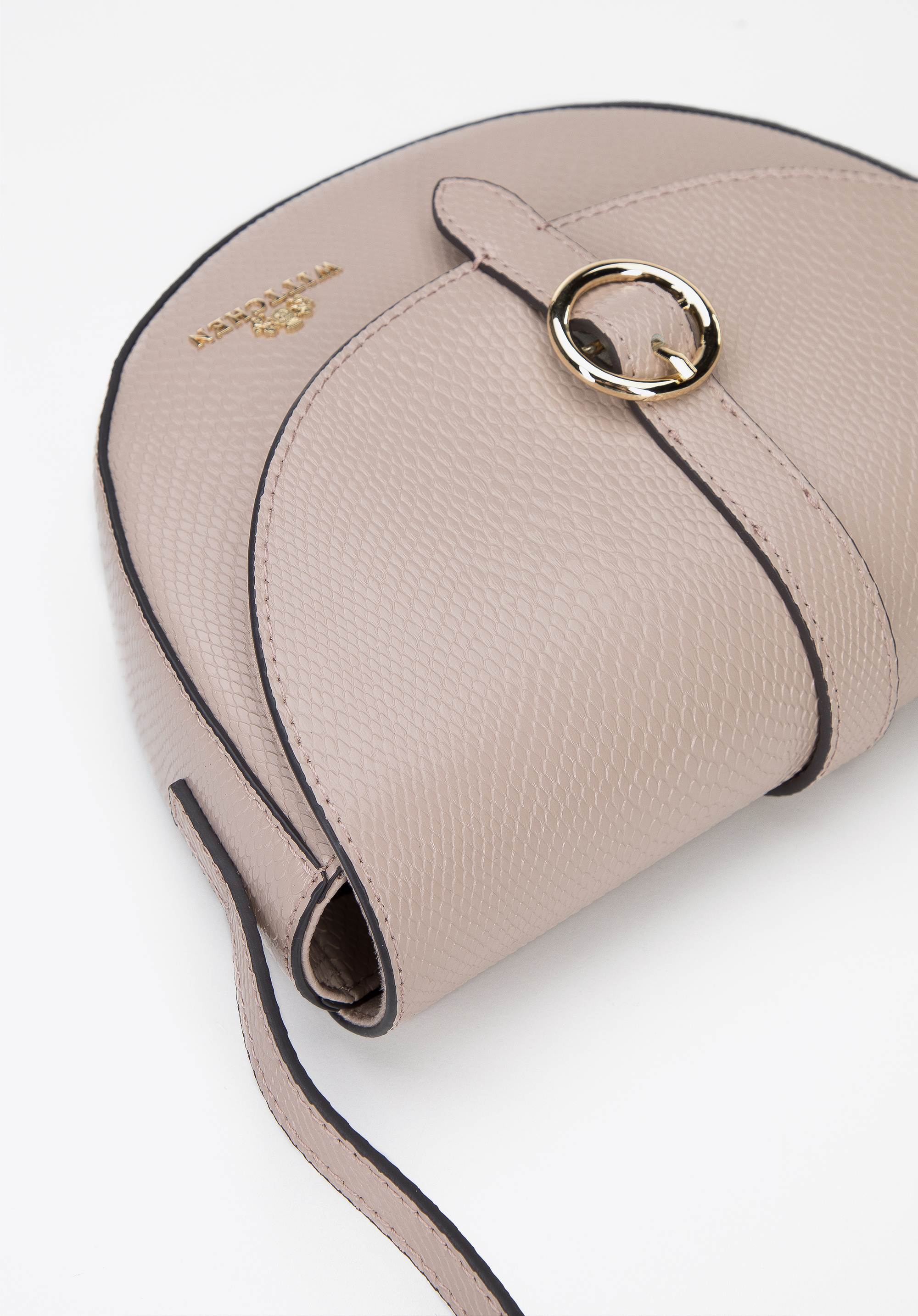 Damska listonoszka ze skóry lizard z okrągłą klamerką