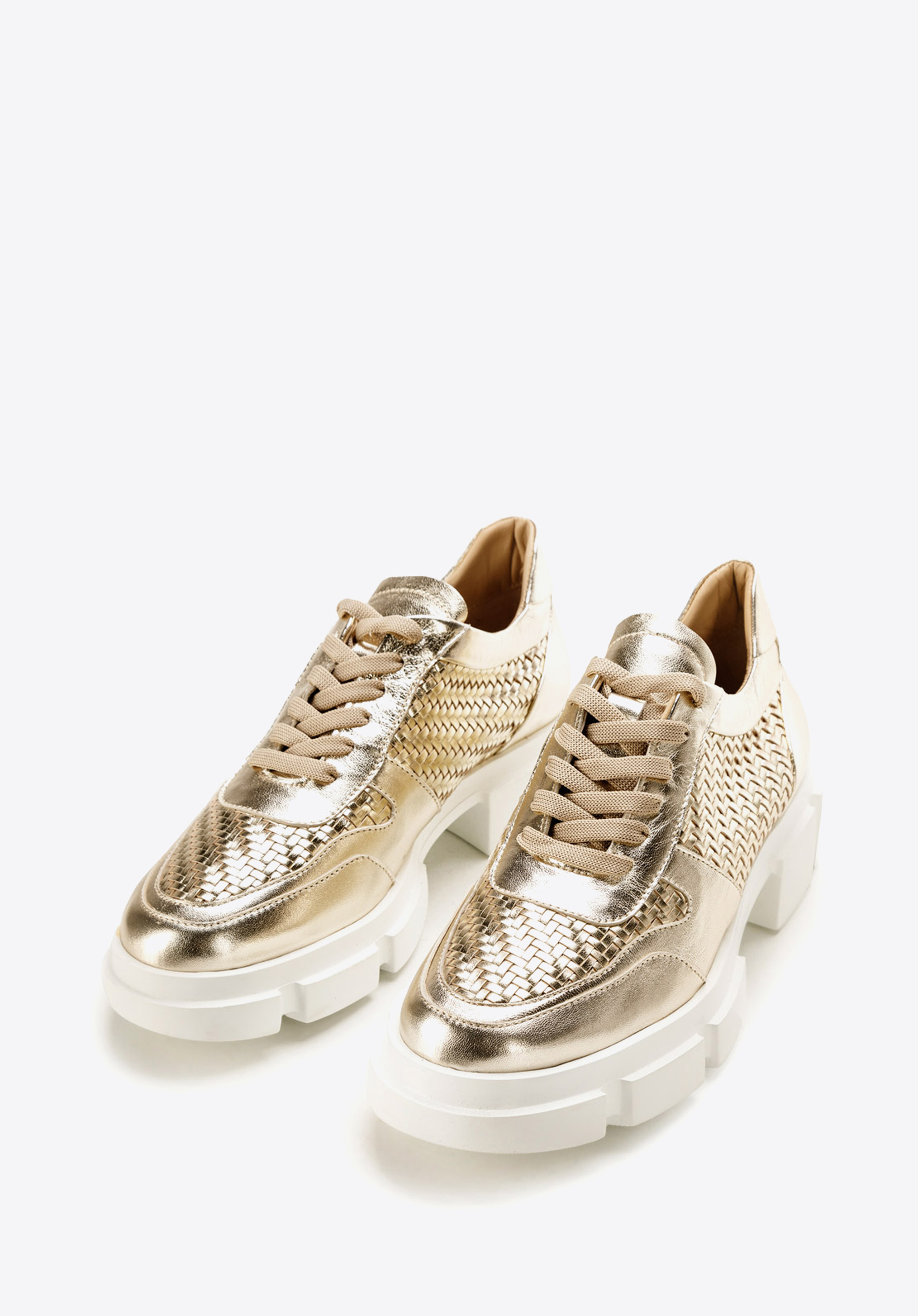 Damskie sneakersy na platformie plecione