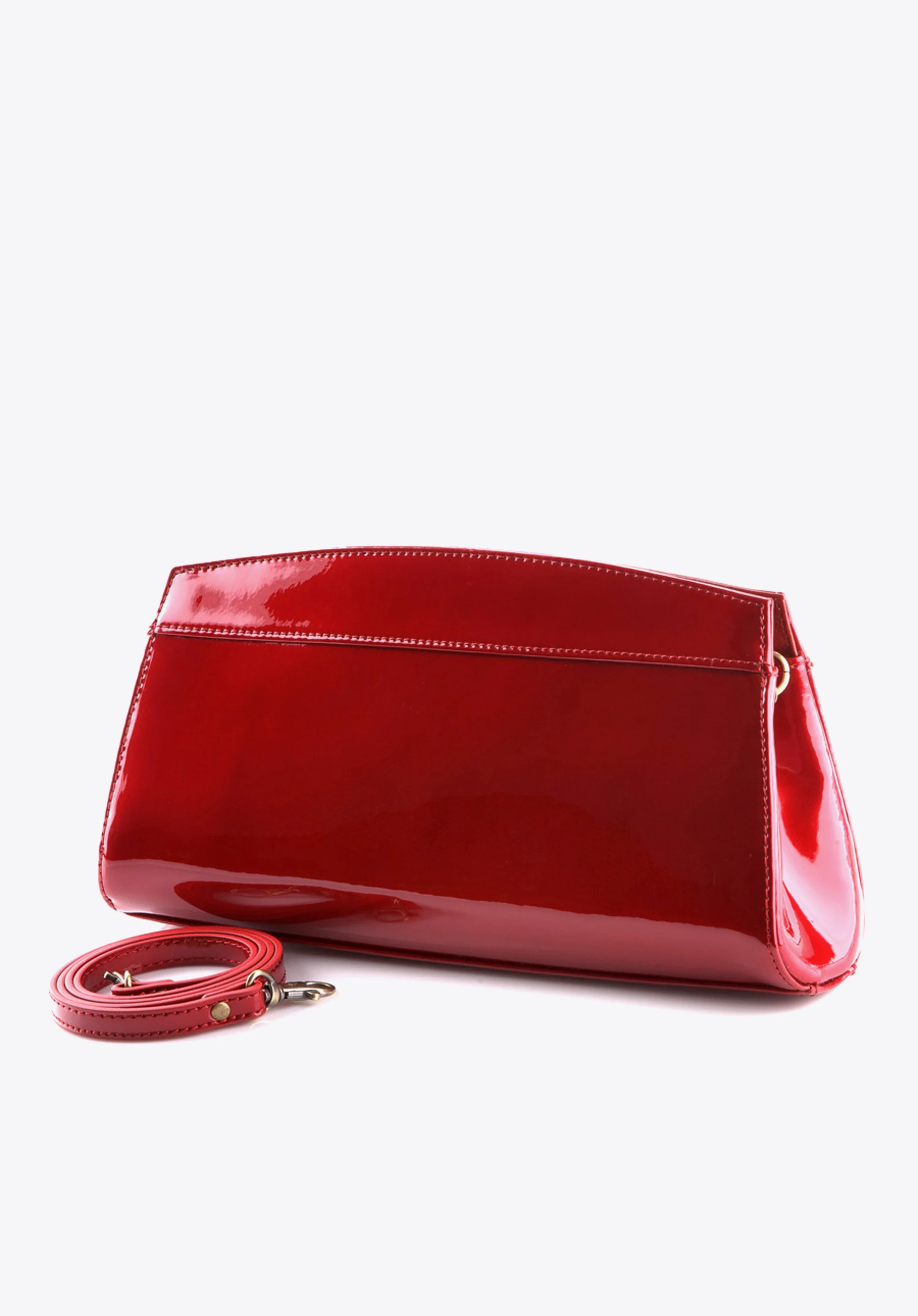 Wieczorowa torebka ze skóry lakierowanej trapezowa