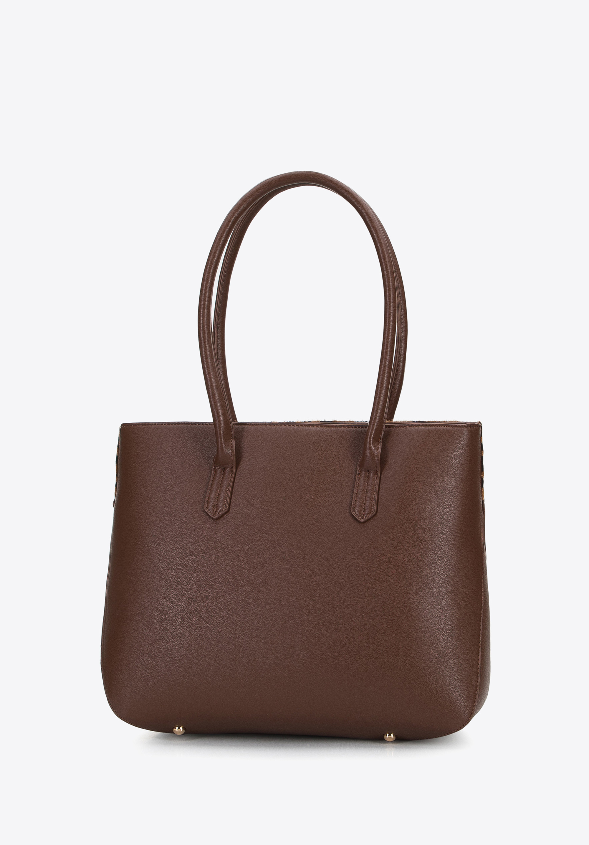 Torebka shopperka z ozdobną wstawką w zwierzęcy wzór