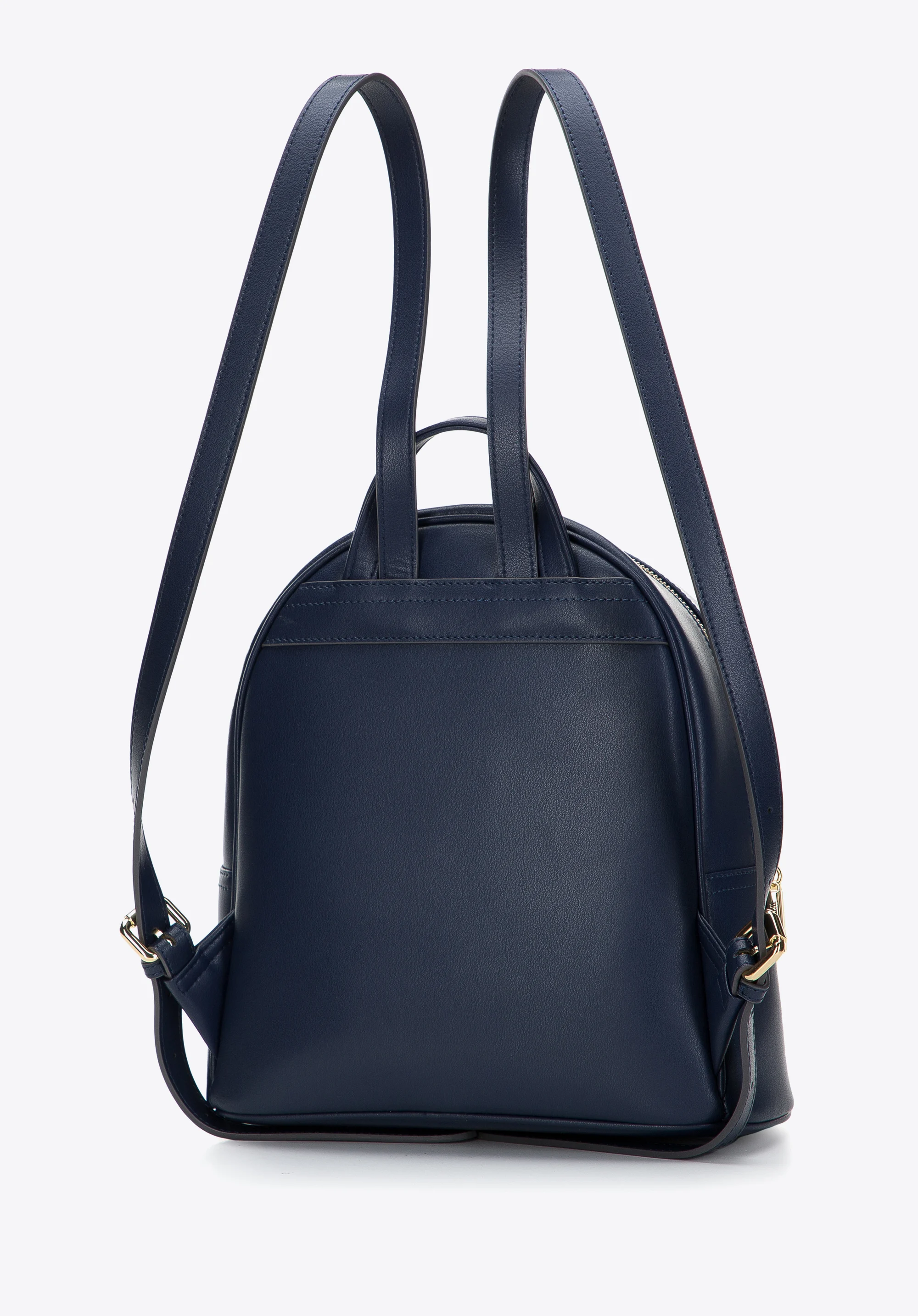 Damski plecak z pikowanej skóry z kieszenią z przodu