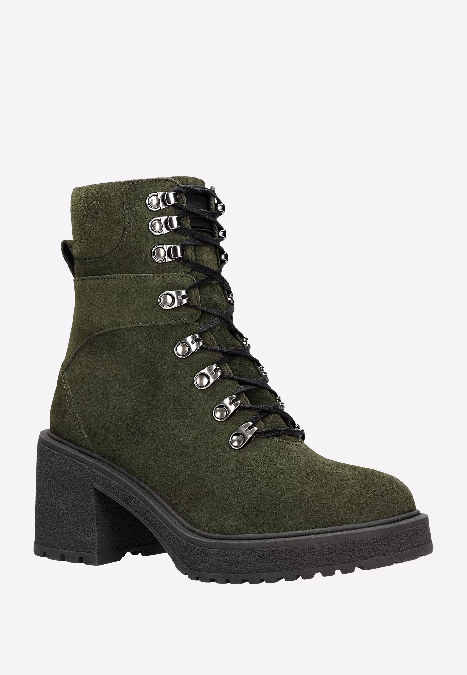 Zielone bikery damskie na stabilnym obcasie