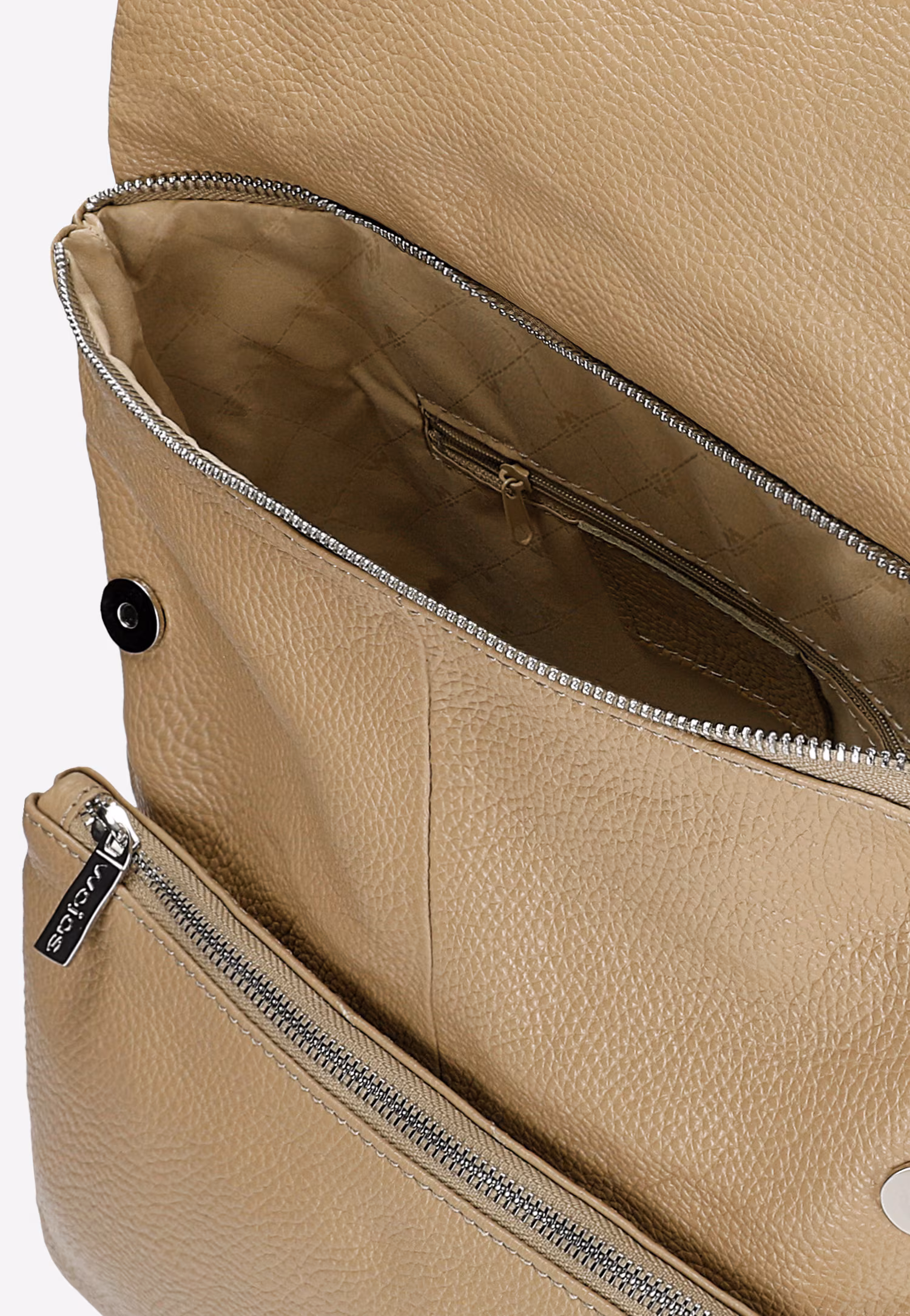 Beżowy skórzany plecak miejski