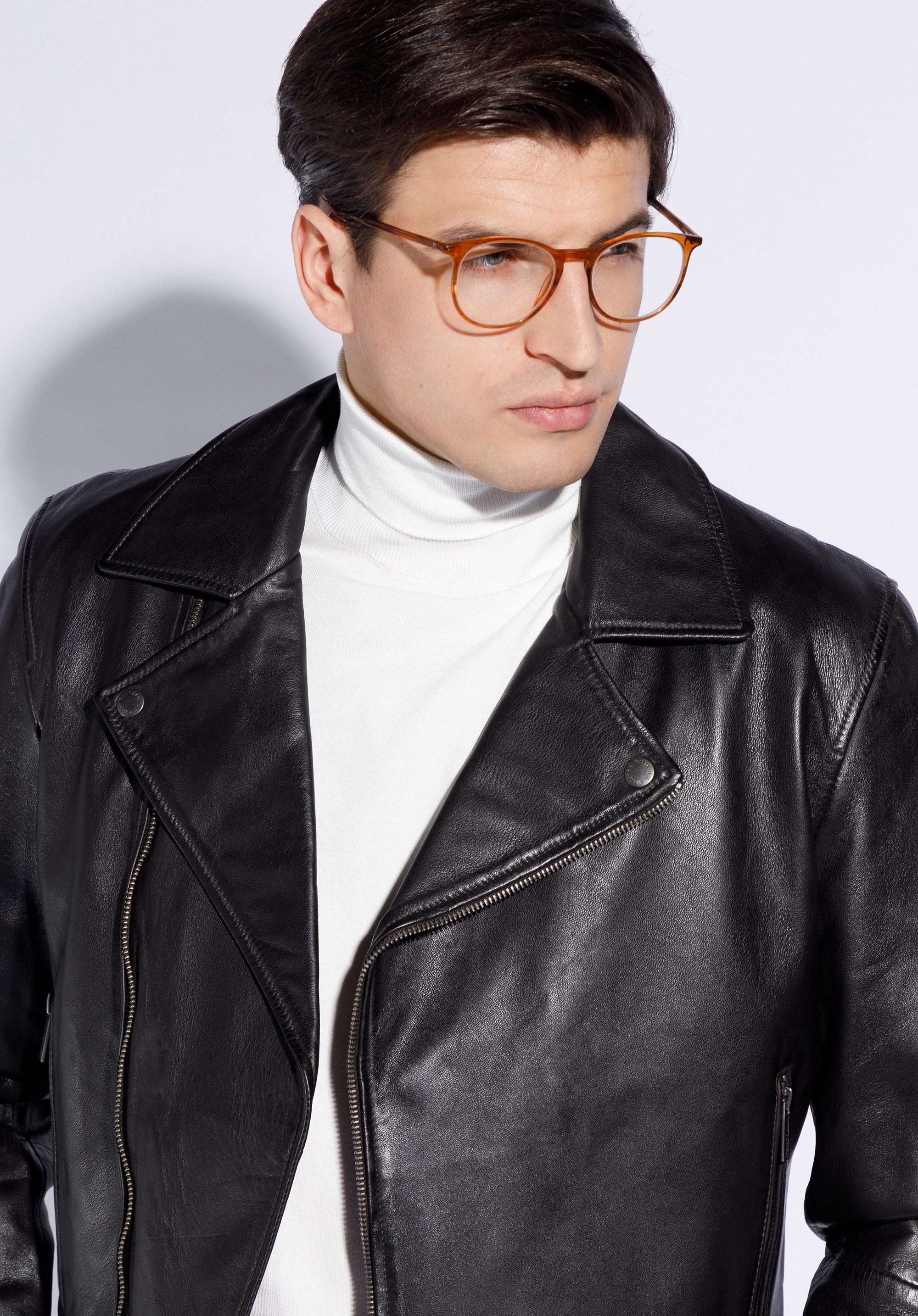 Męska ramoneska ze skóry prosta