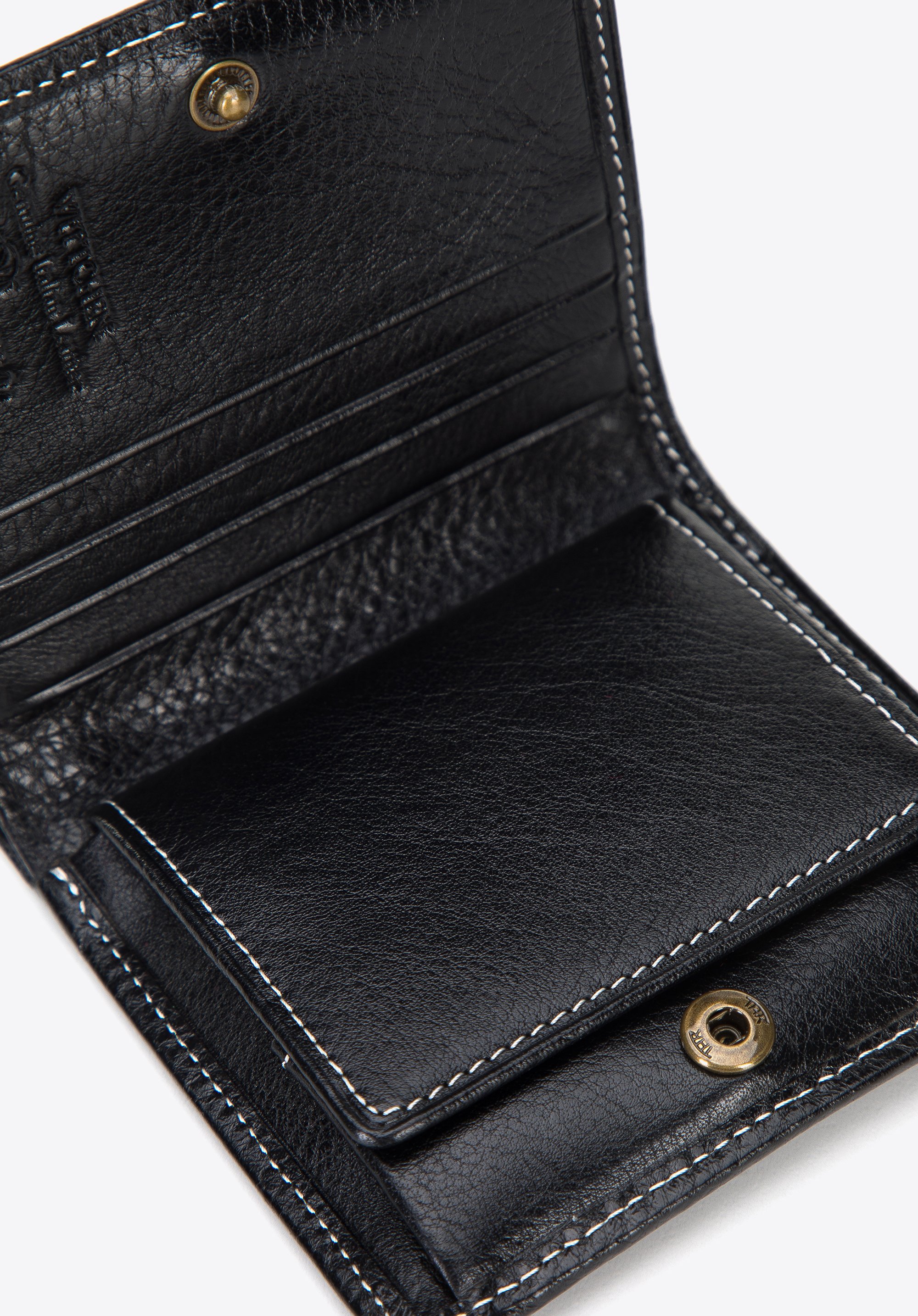 Portfel ze skóry stębnowany mały