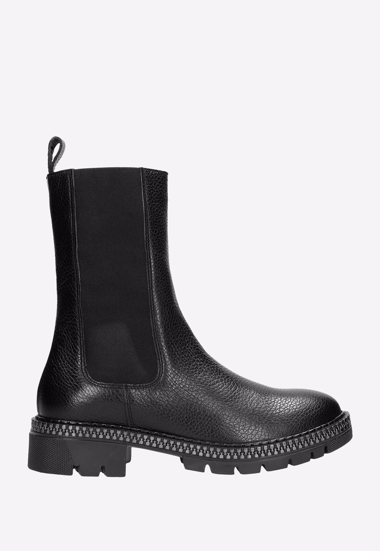 Czarne botki damskie sztyblety ze skóry licowej