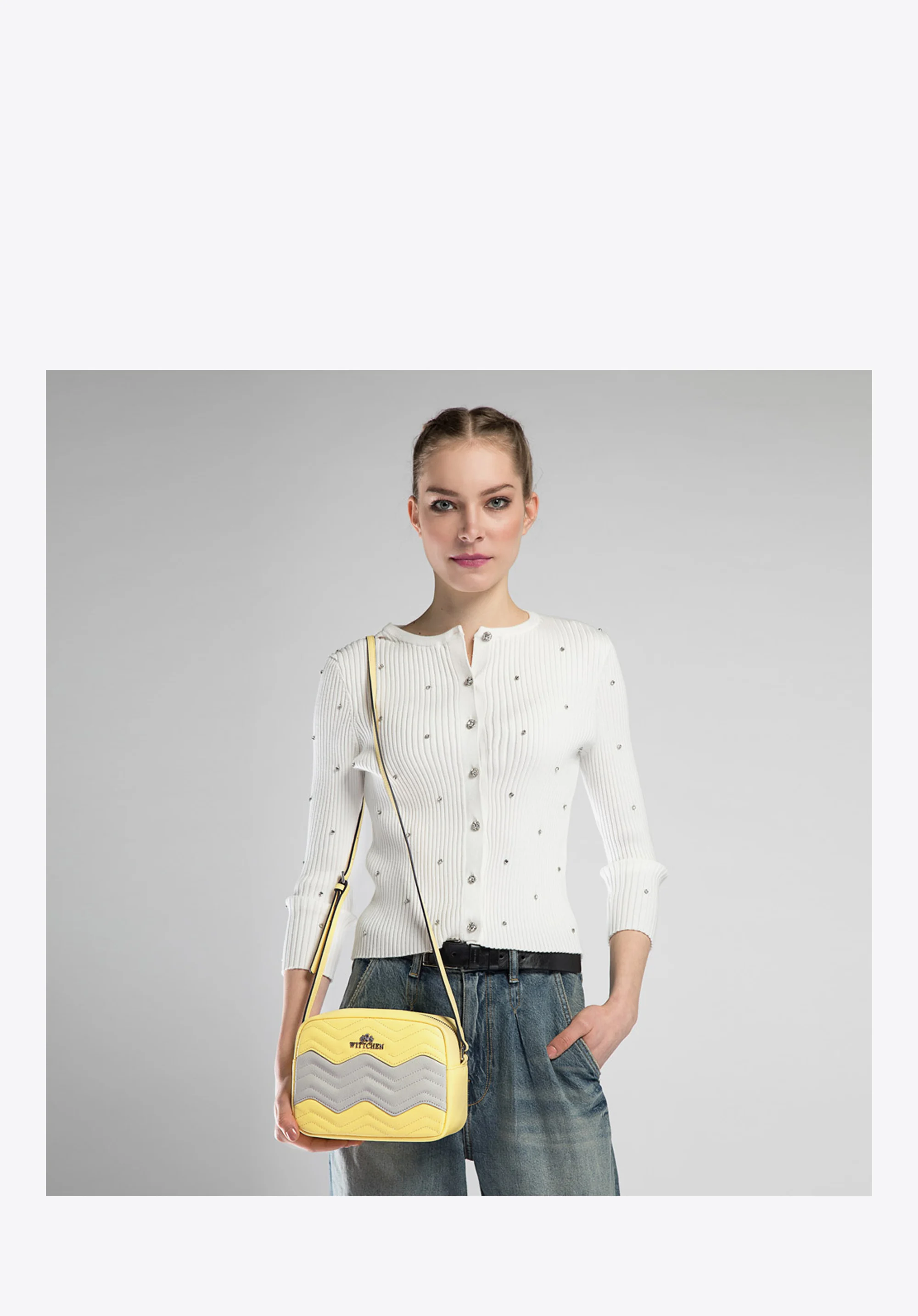 Damska listonoszka skórzana w zygzaki