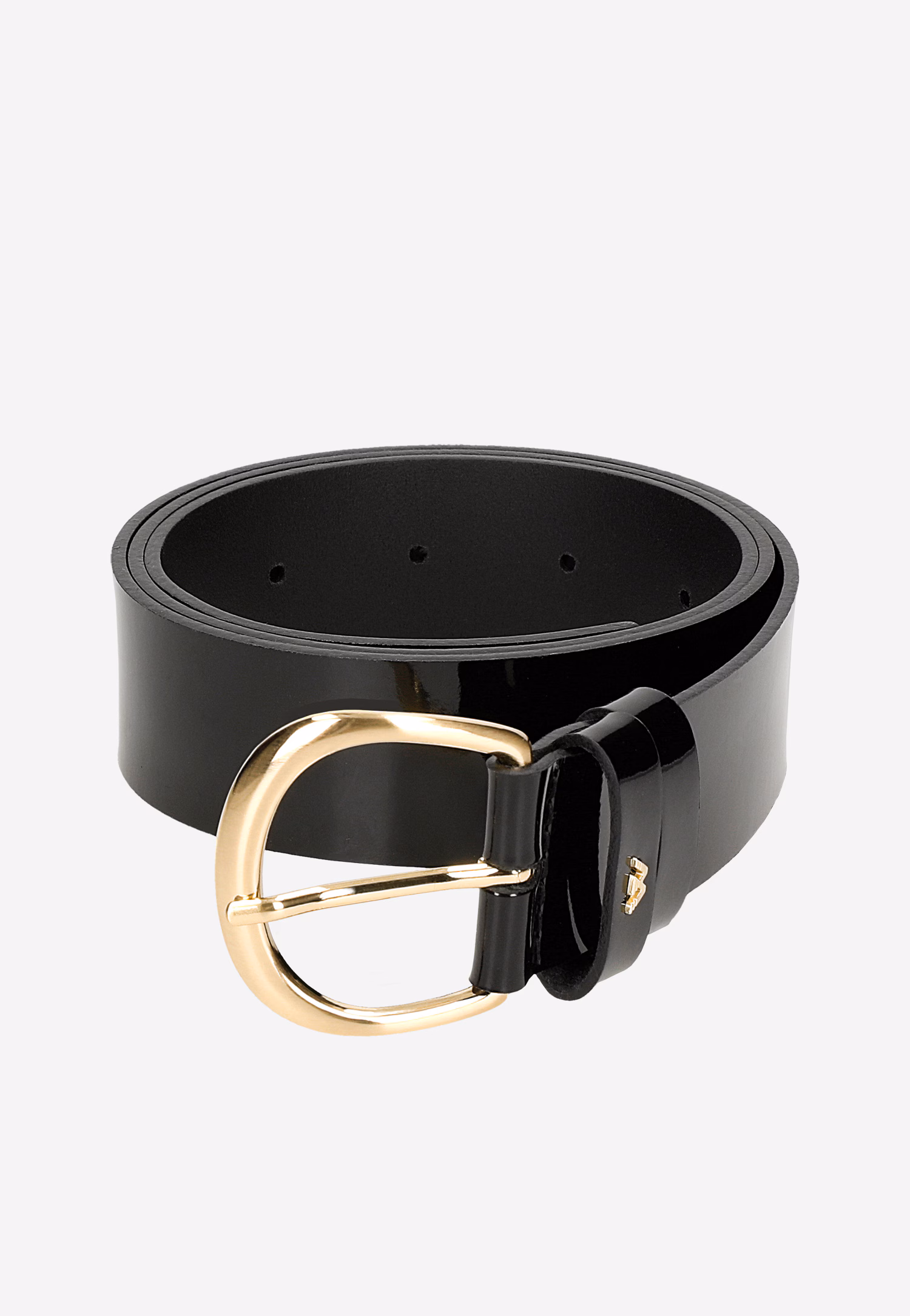 Brązowy pasek ze złotą klamrą