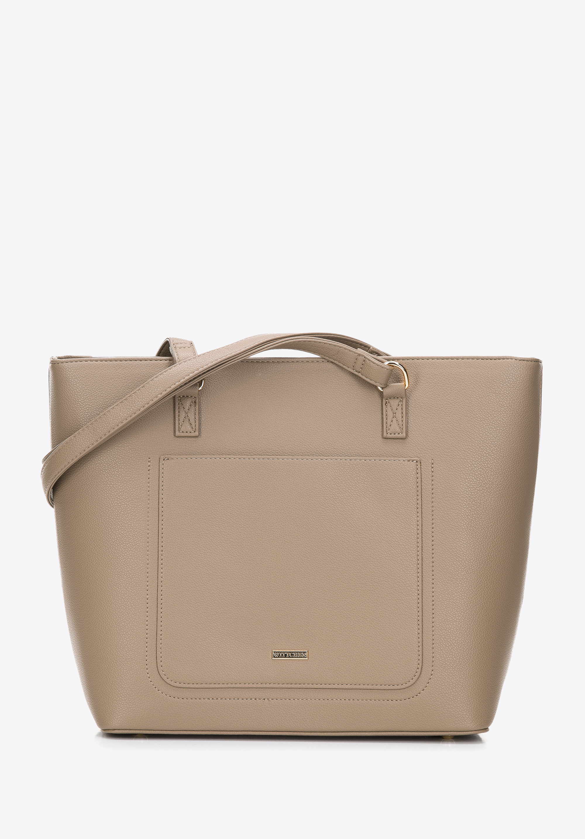 Torebka shopperka z ekoskóry z otwartą kieszenią z przodu