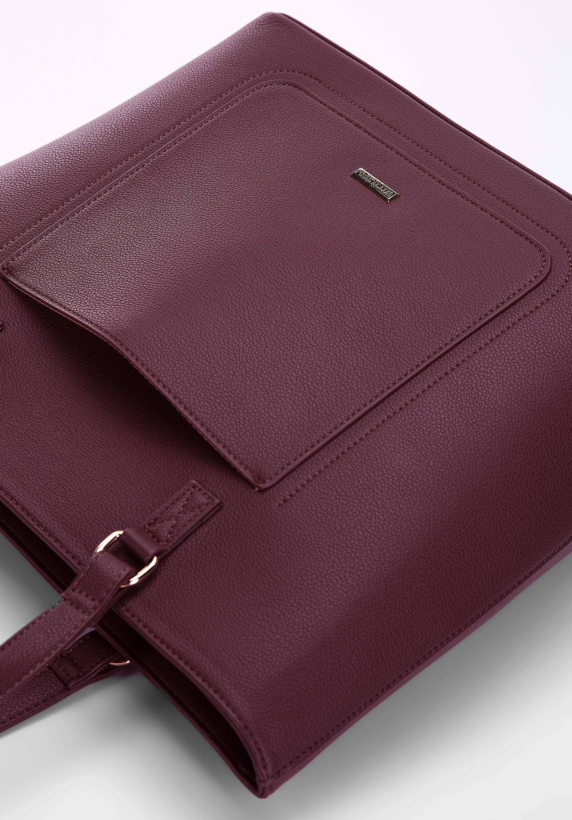 Torebka shopperka z ekoskóry z otwartą kieszenią z przodu