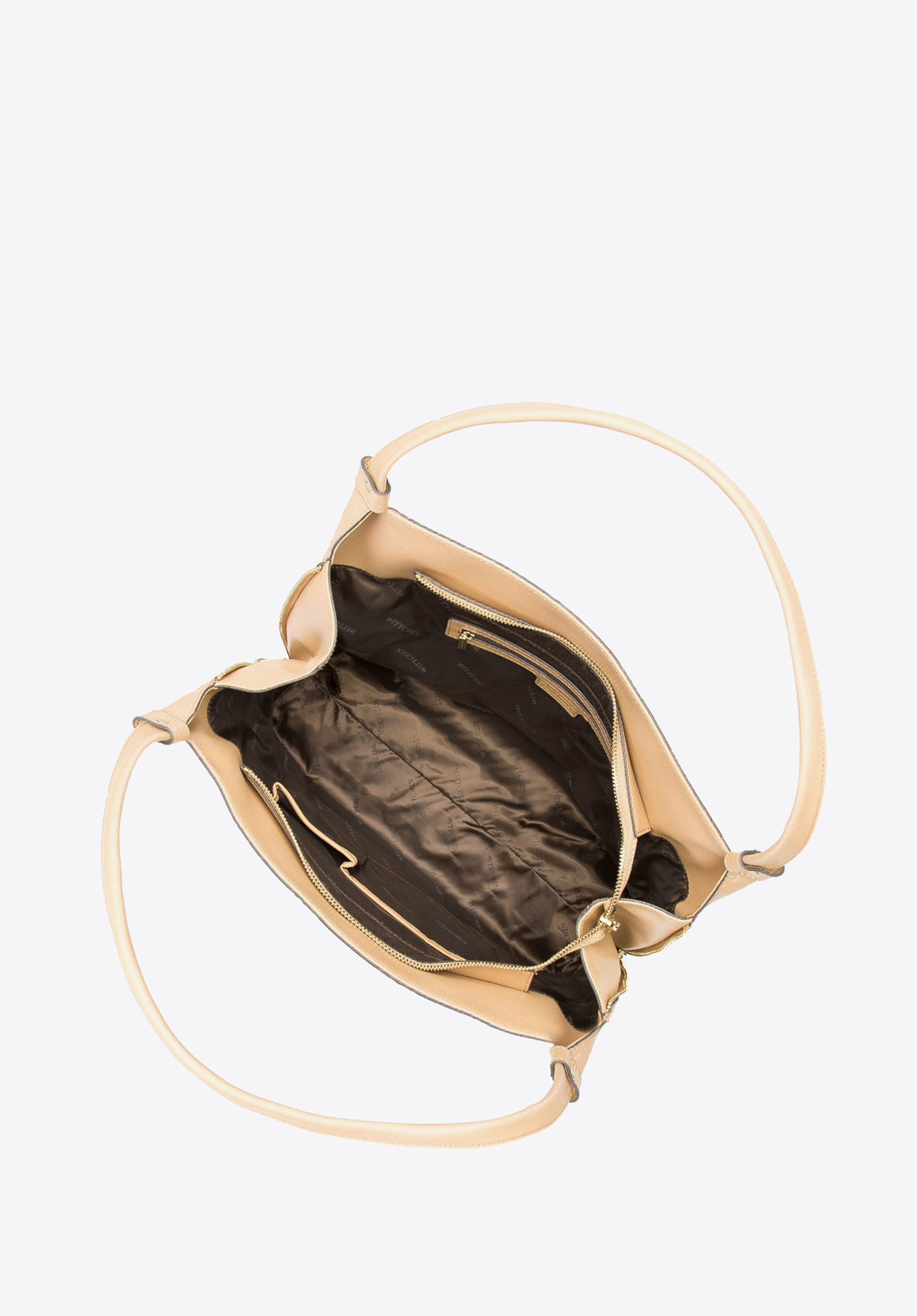 Torebka worek skórzana z monogramem i suwakami