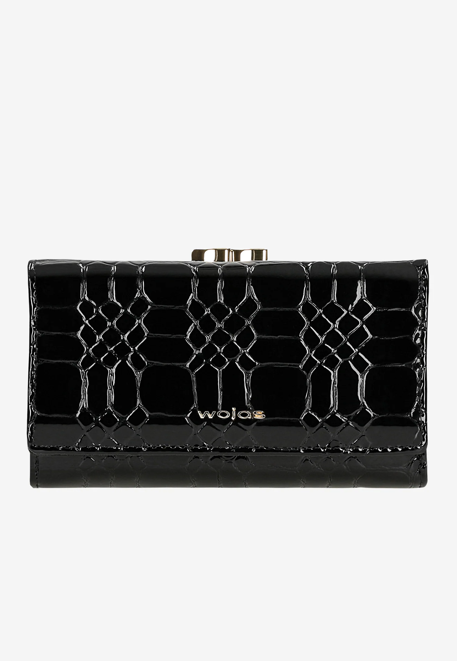 Elegancki pikowany portfel damski lakierowany