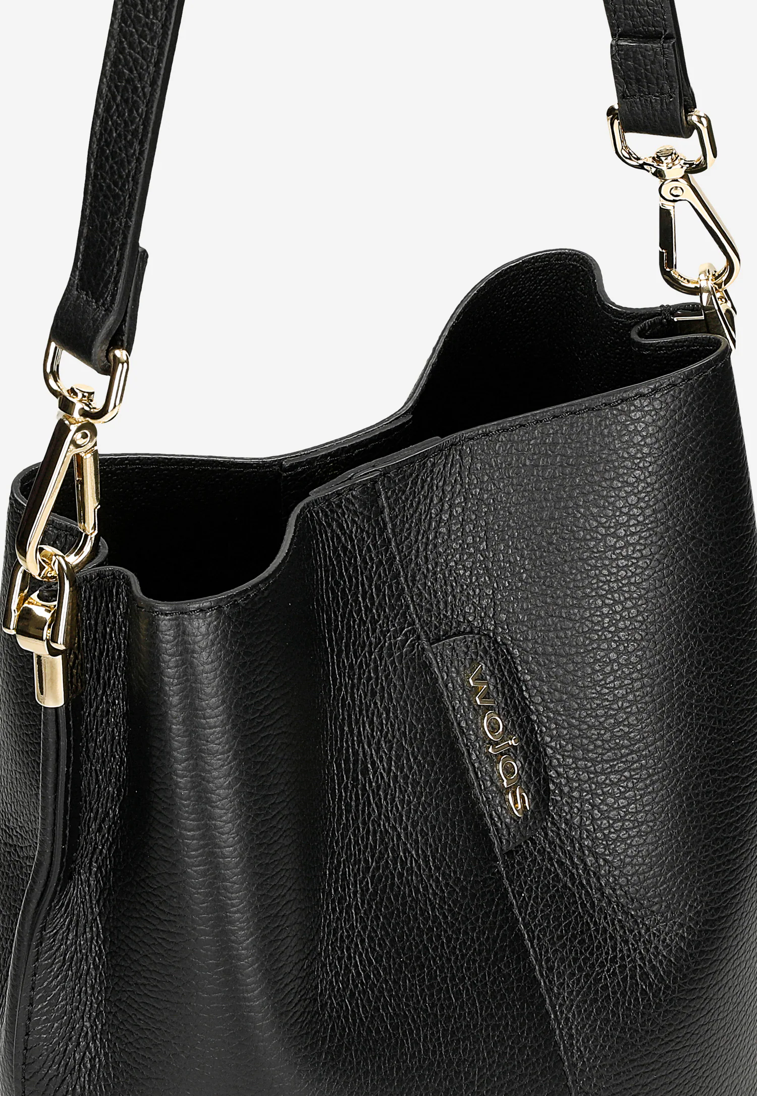 Beżowa skórzana torebka damska bucket bag