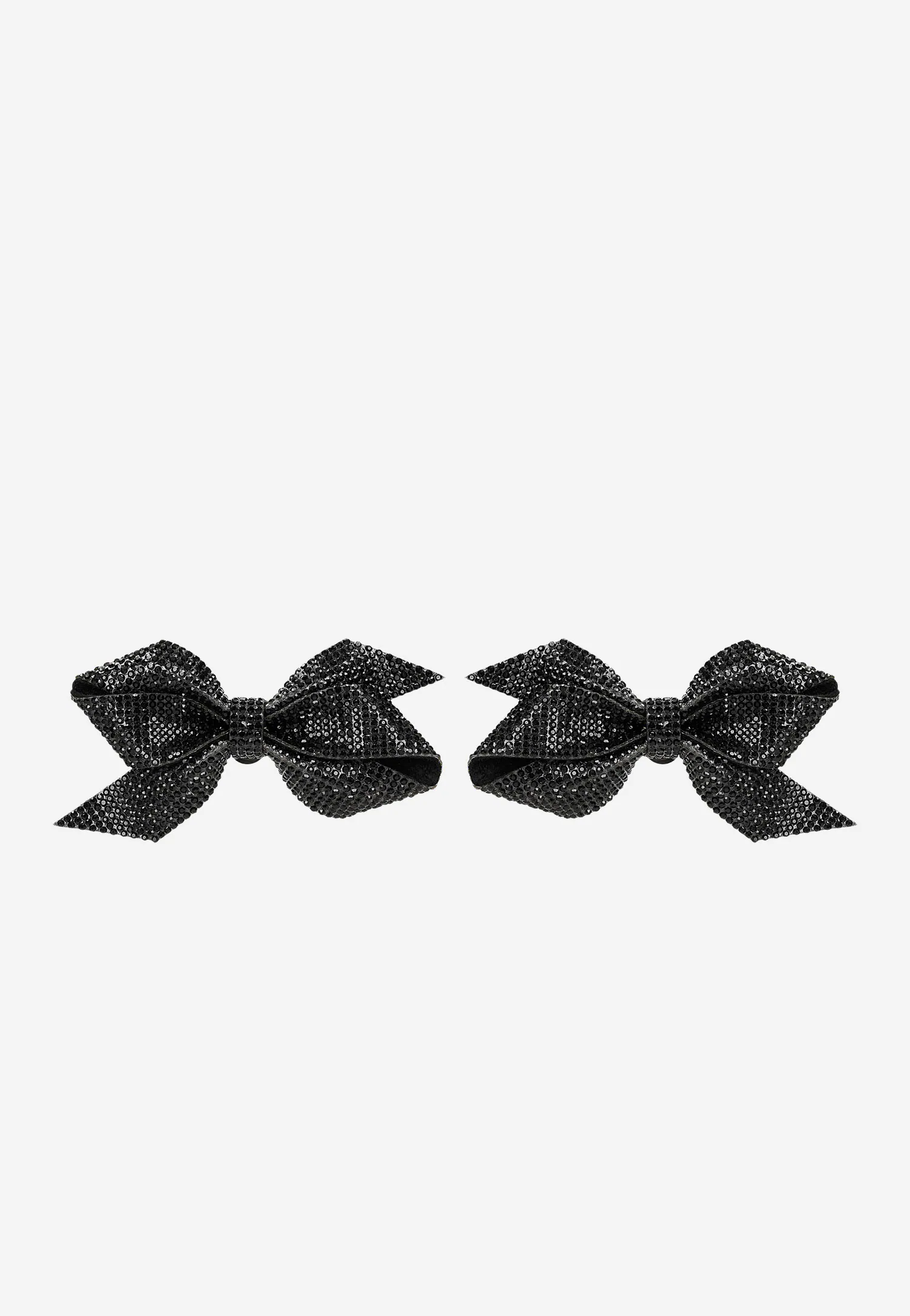 Odpinane klipsy do butów w formie srebrnych kokardek z cyrkoniami