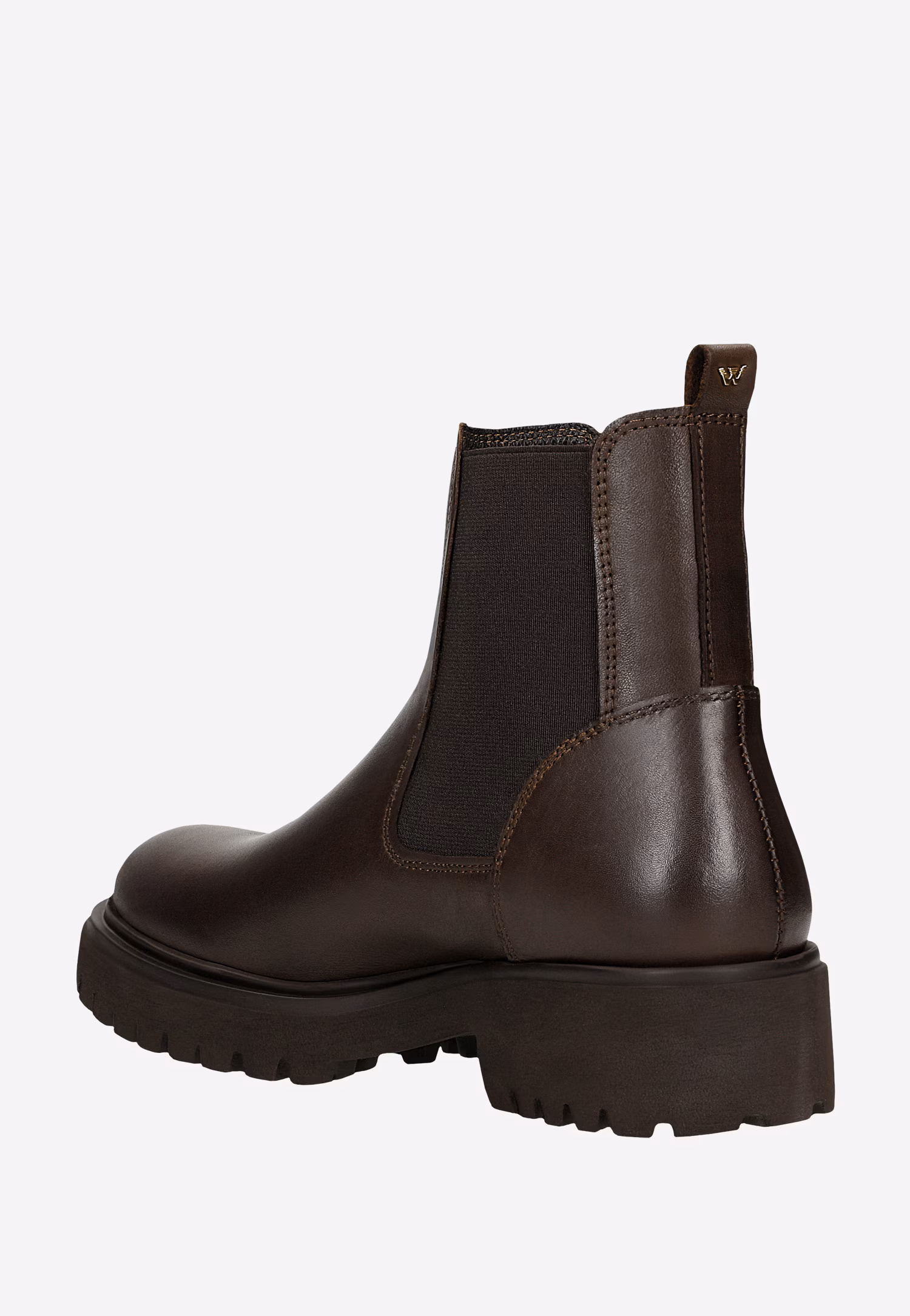 Brązowe masywne sztyblety damskie ze skóry licowej