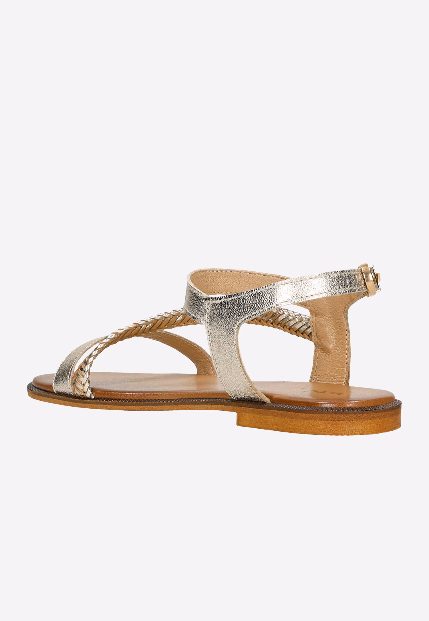 Złote sandały damskie na płaskiej podeszwie