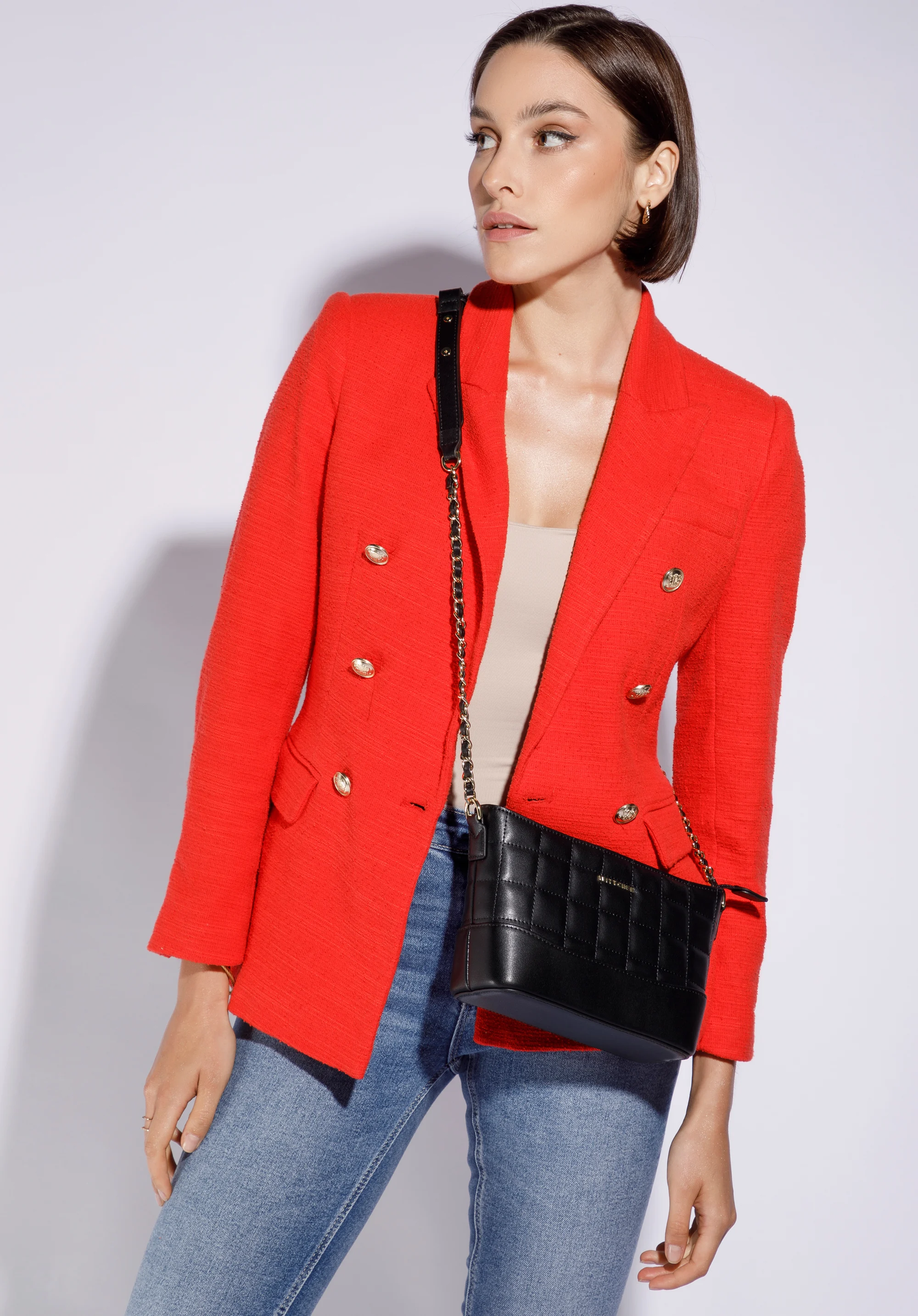 Damska listonoszka z pikowanej skóry na łańcuszku