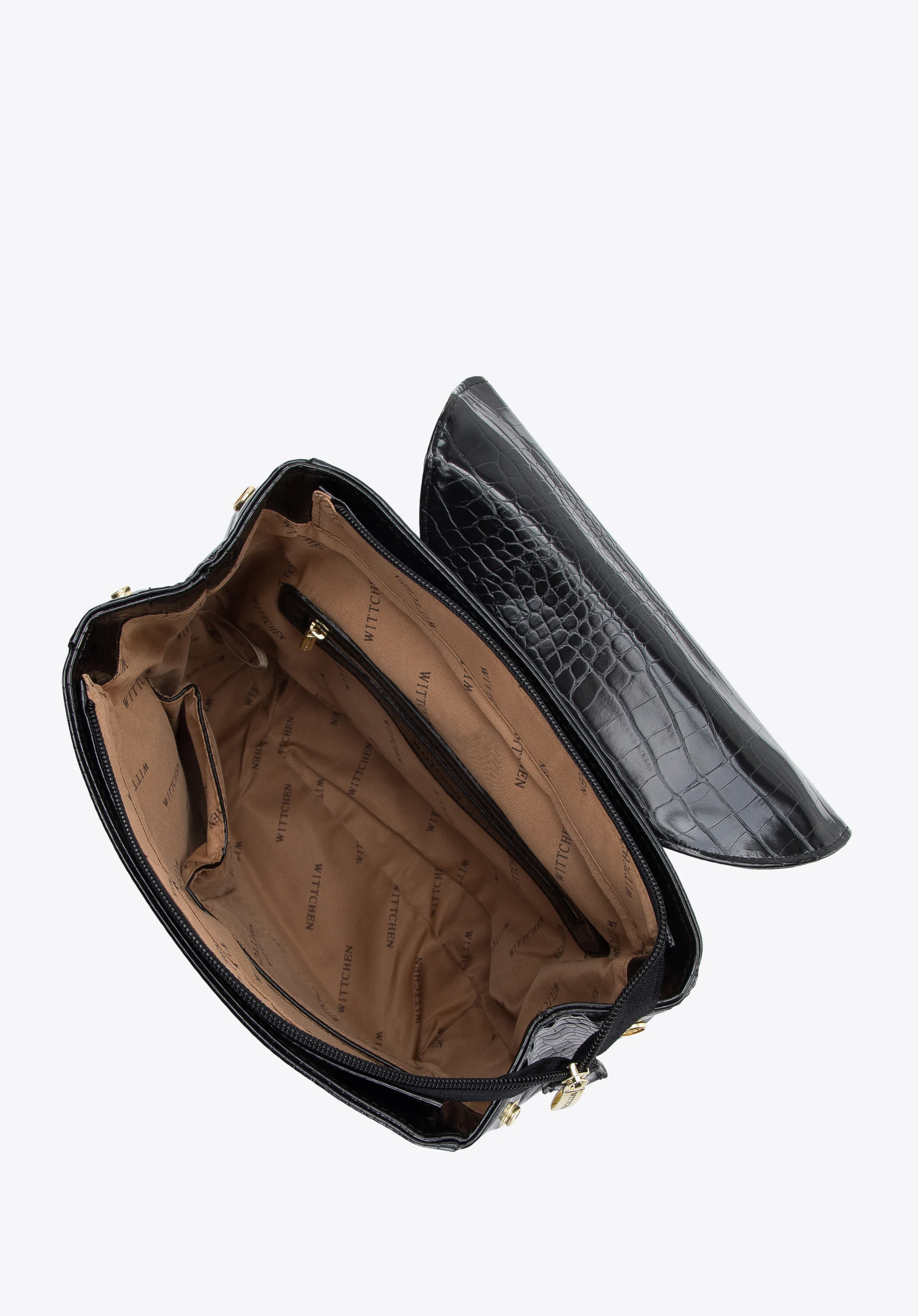 Damski plecak z ekoskóry croco z kieszenią z przodu