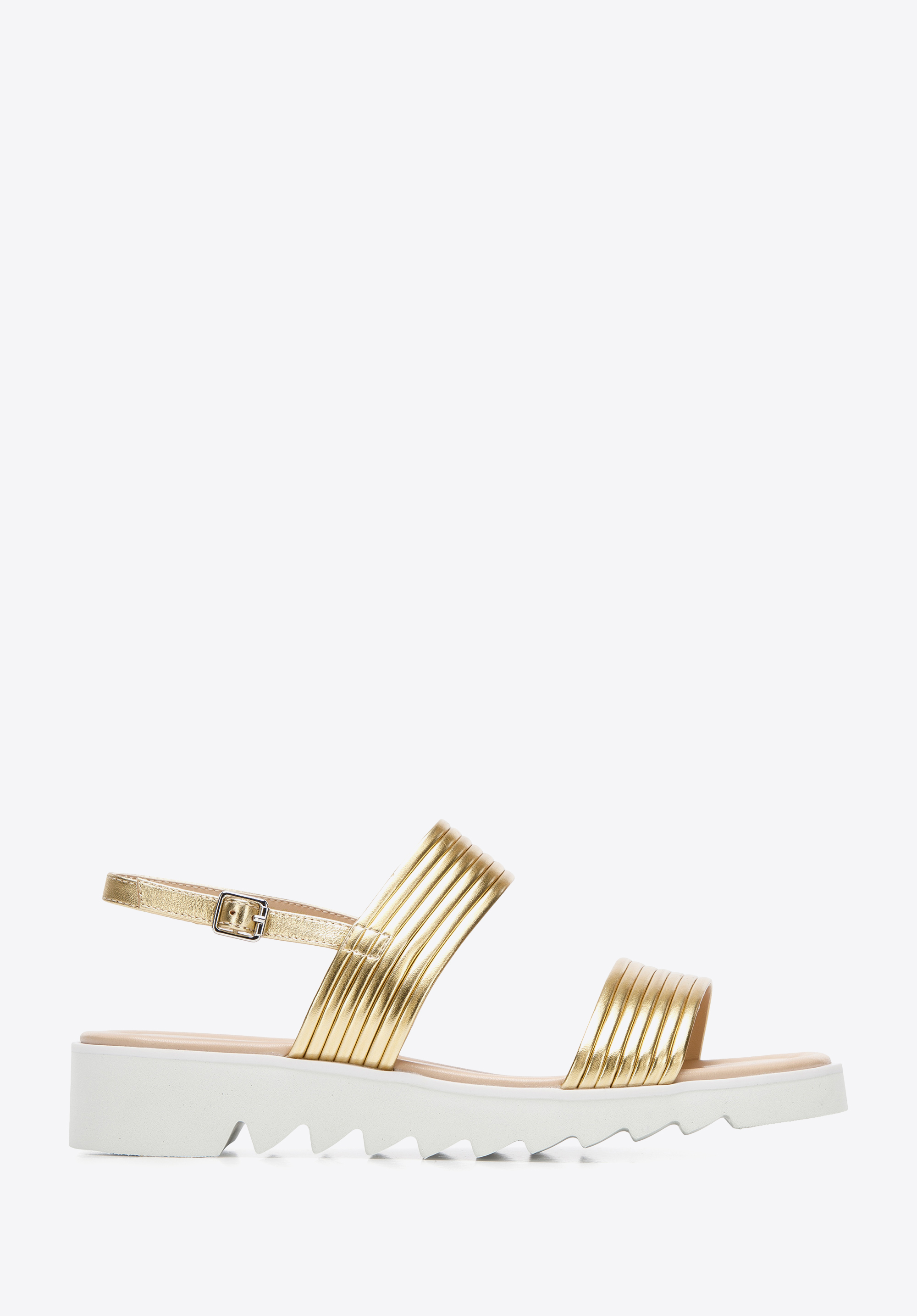 Damskie sandały z szerokimi paskami na platformie