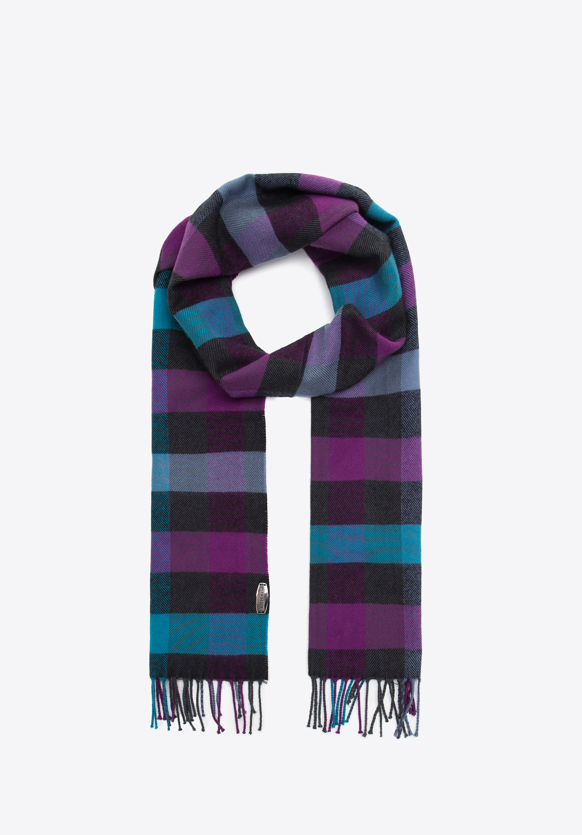 Męski szalik w kratę prosty