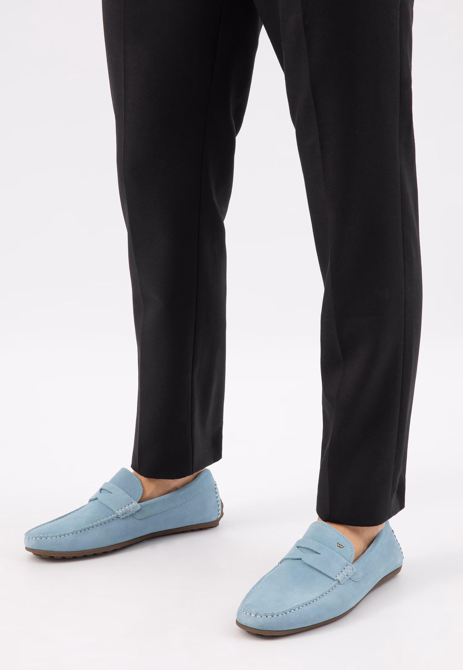 Wygodne granatowe mokasyny męskie na czarnej podeszwie