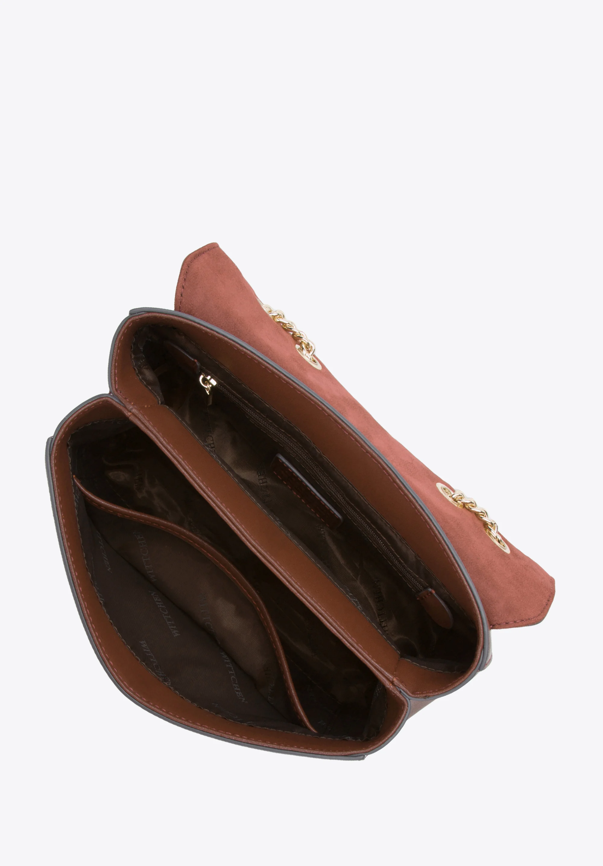 Damska listonoszka skórzana z ozdobną klamrą na łańcuszku