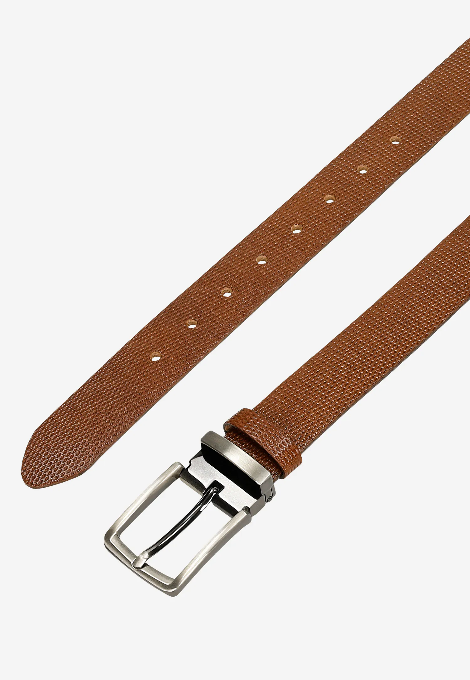 Brązowy pasek męski z ozdobnym tłoczeniem