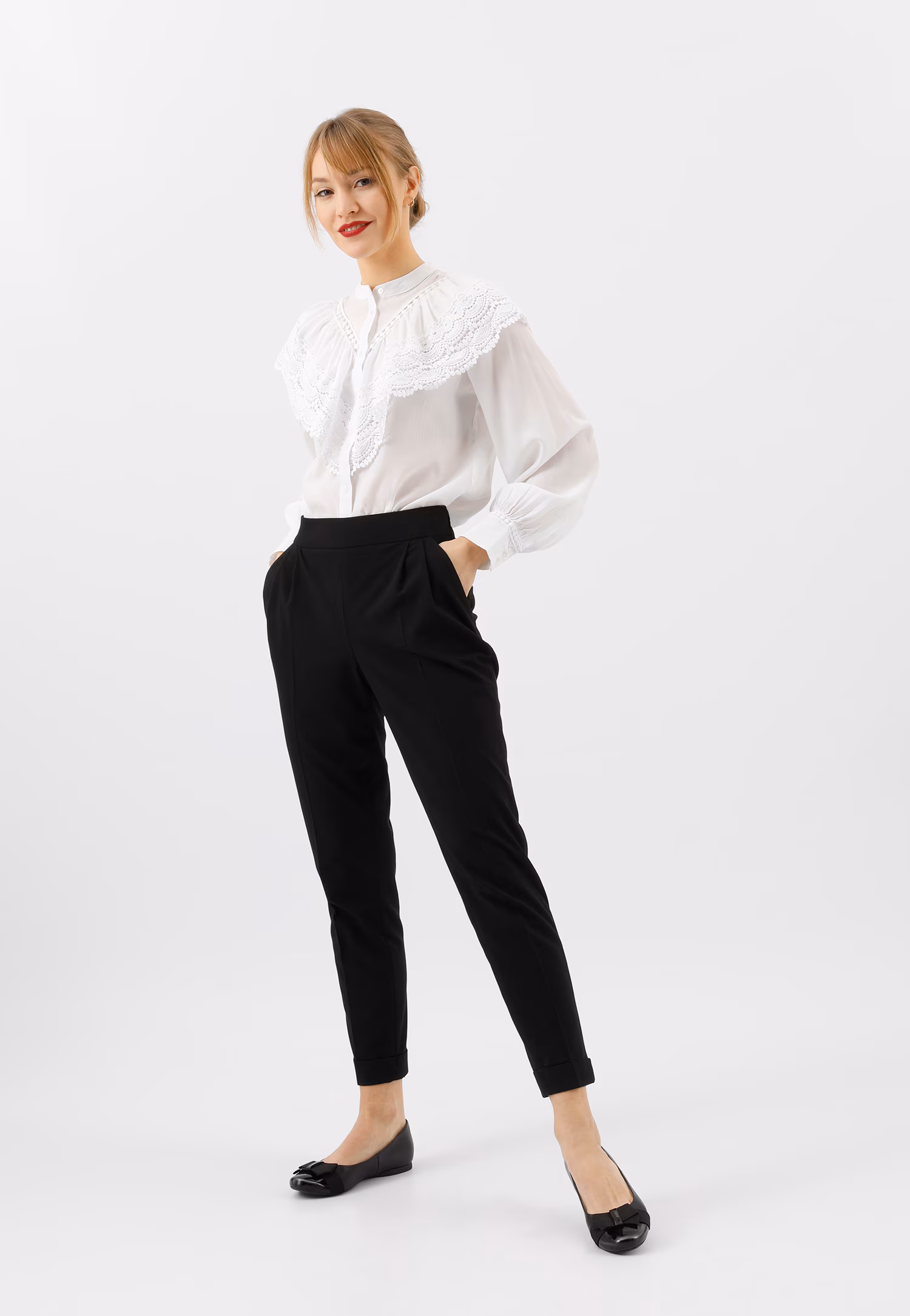 Czarne eleganckie baleriny damskie