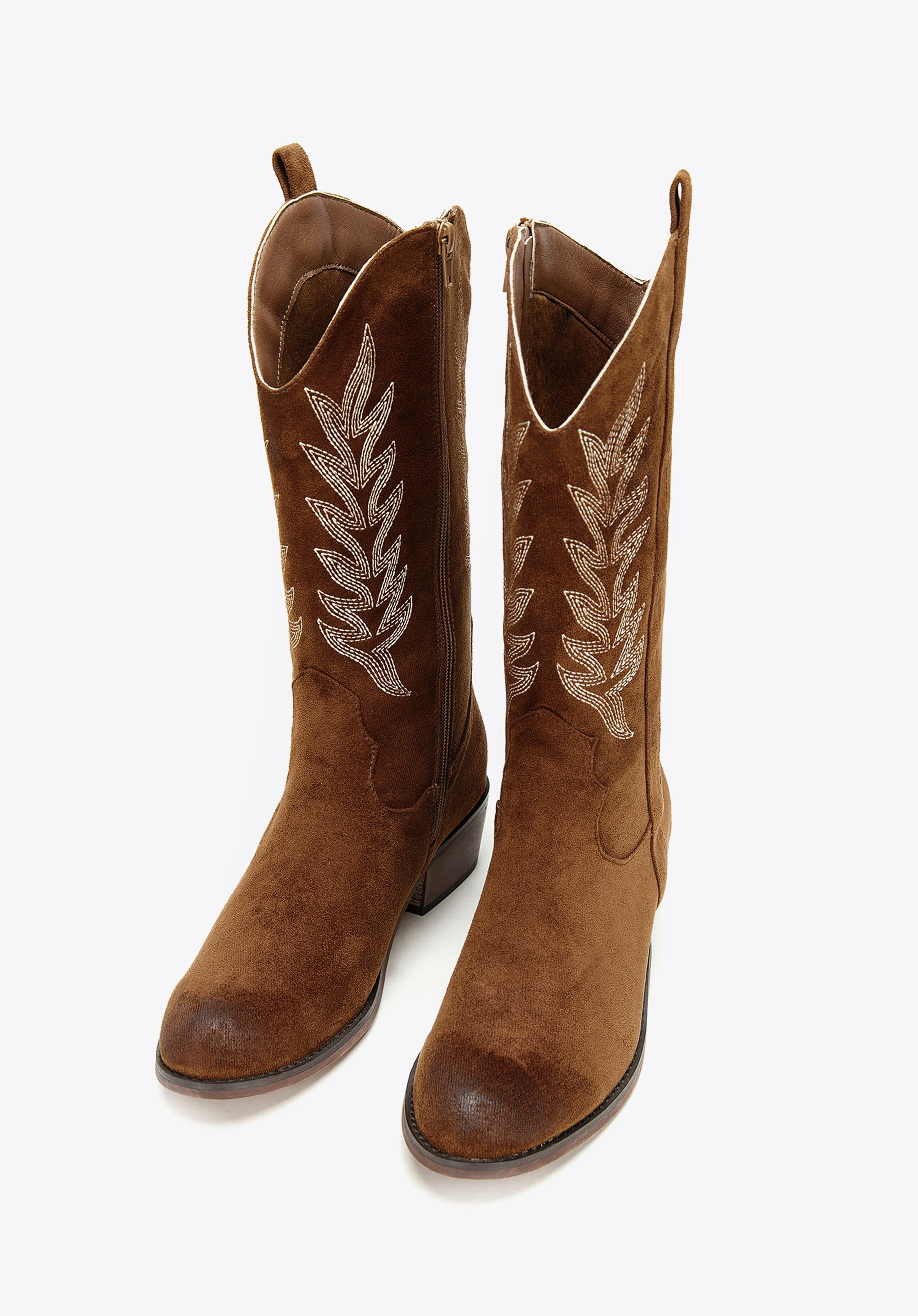 Damskie kowbojki z kontrastowym haftem