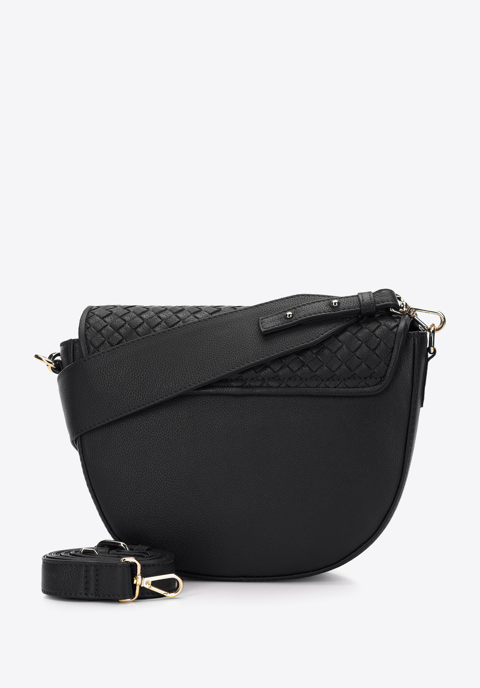 Damska listonoszka skórzana z plecionką na przodzie