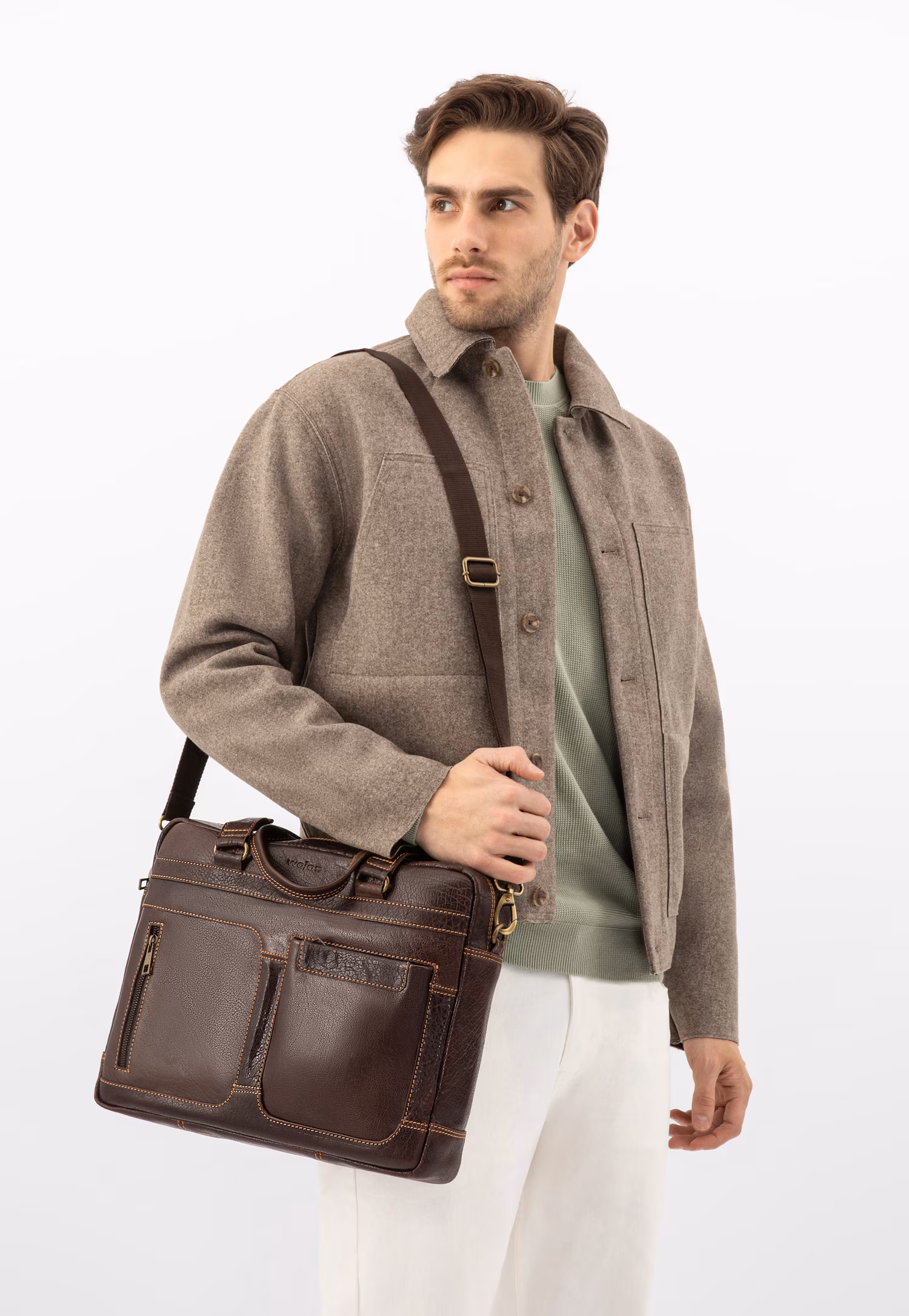 Brązowa skórzana torba męska do pracy