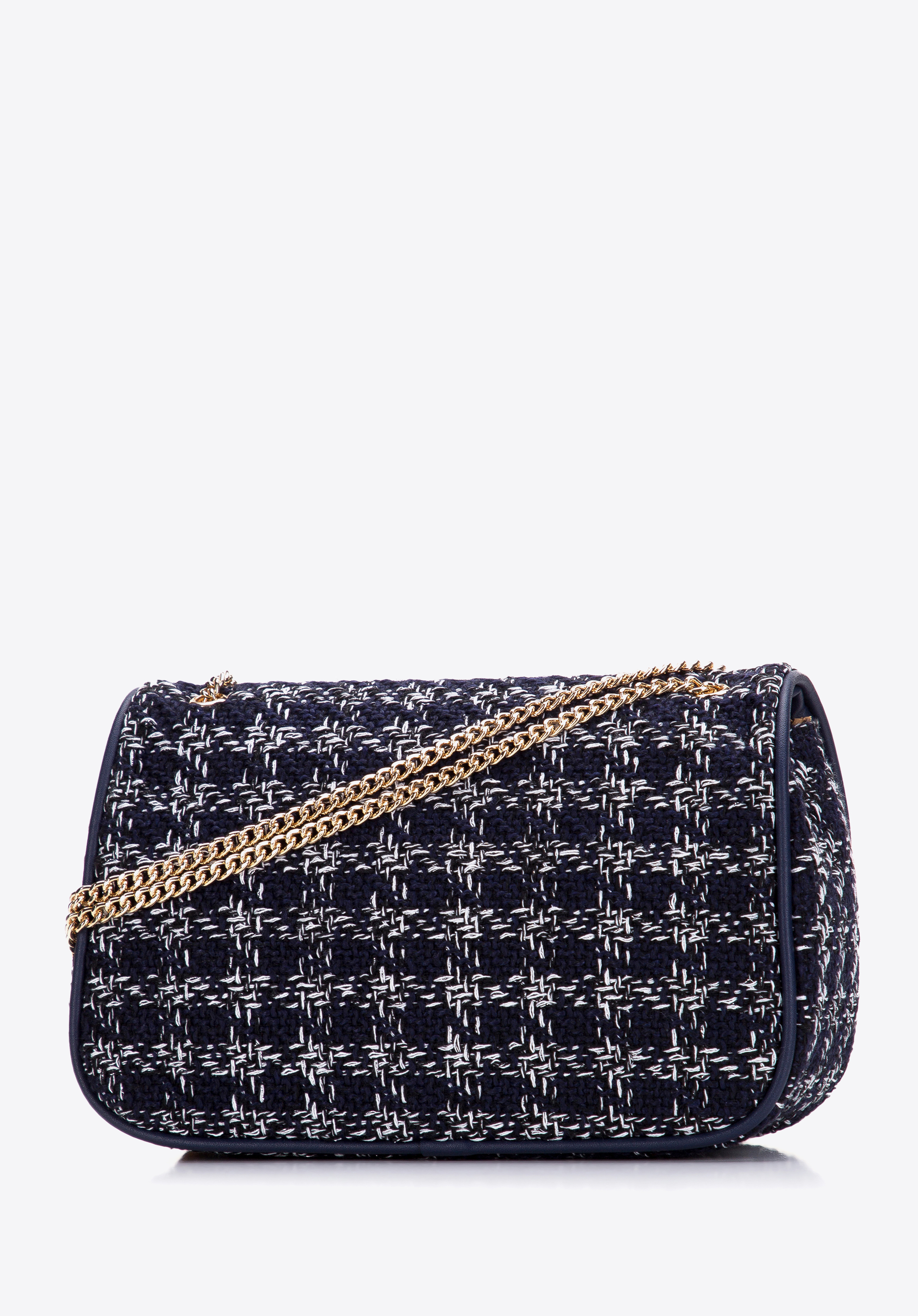 Damska listonoszka z tkaniny bouclé na łańcuszku