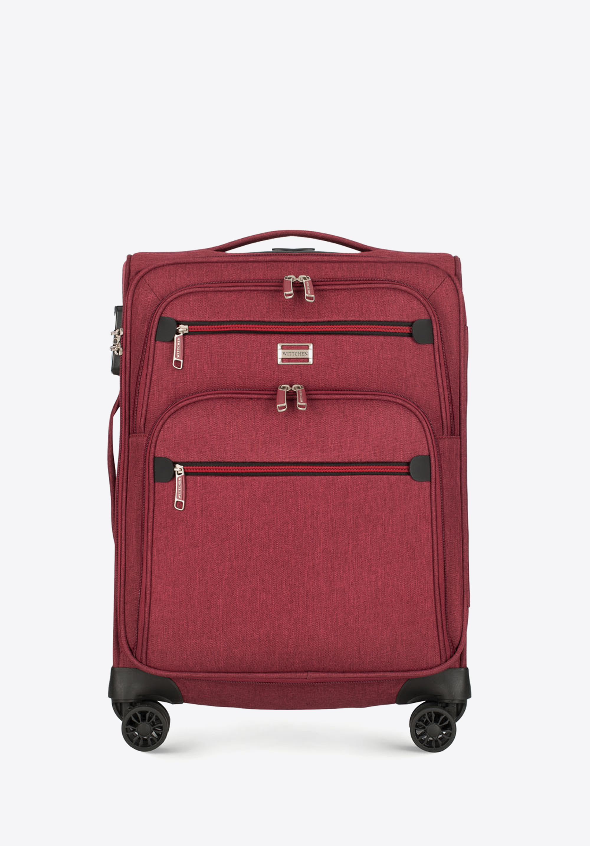 Średnia walizka z kolorowym suwakiem