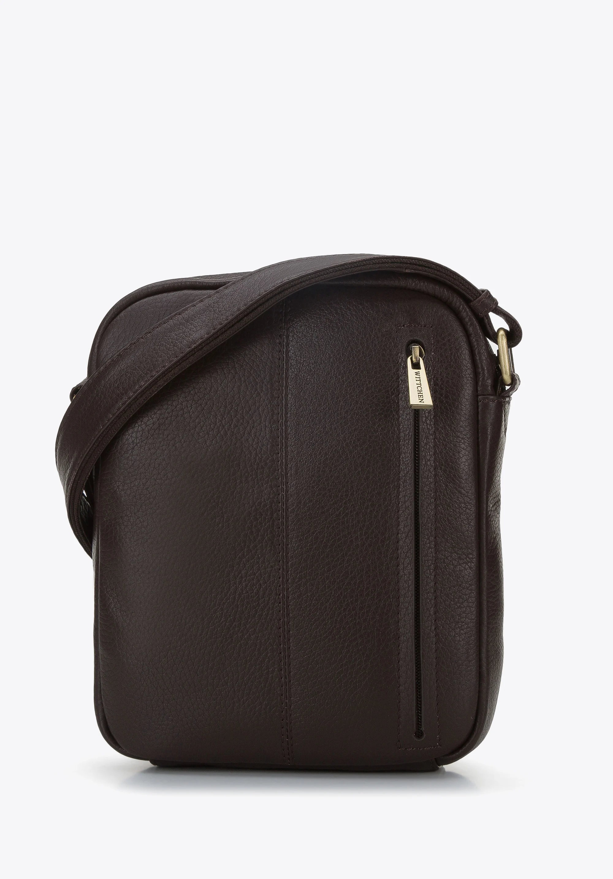 Męska listonoszka skórzana z pionowym suwakiem